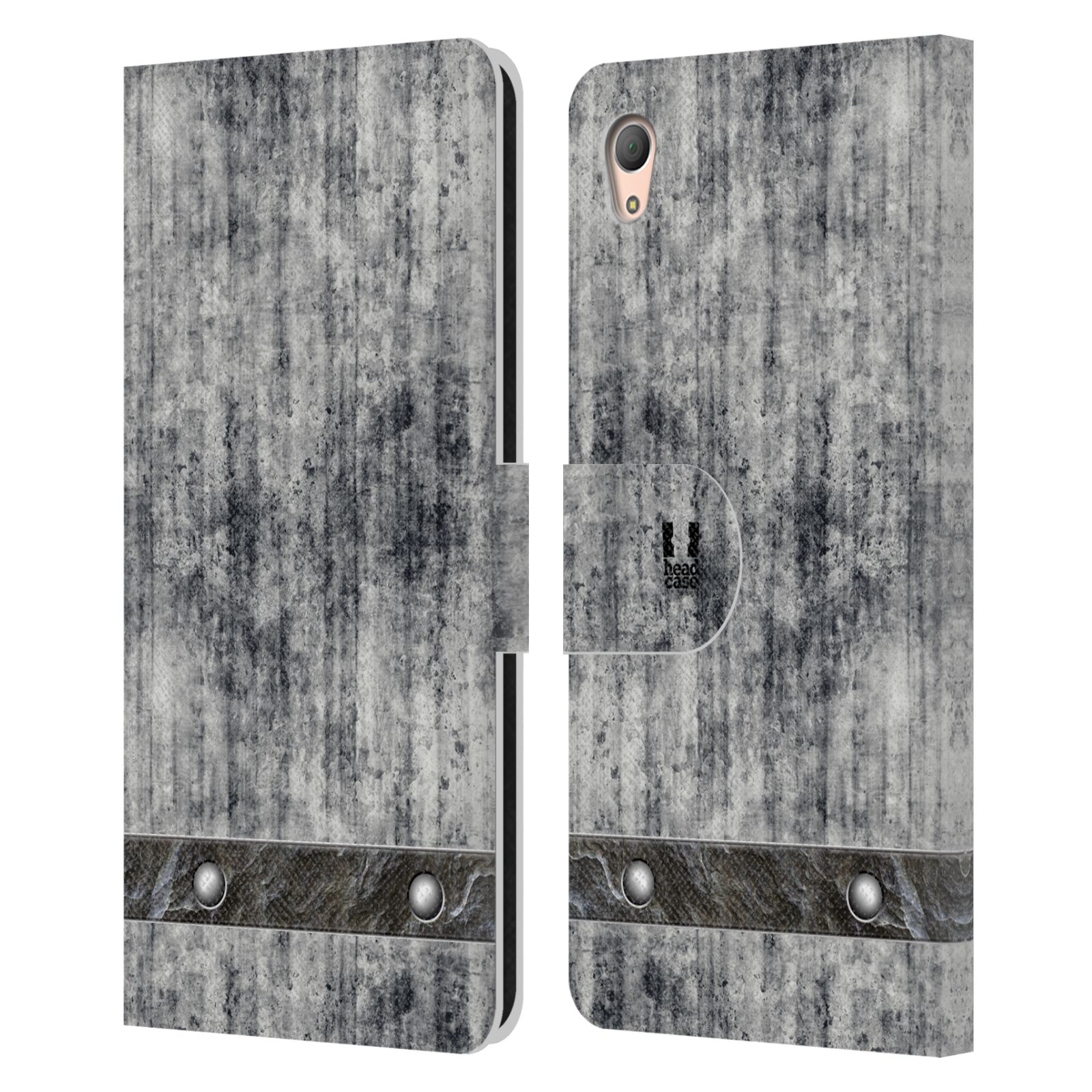 HEAD CASE Flipové pouzdro pro mobil SONY XPERIA Z3+ (PLUS) stavební textury beton šedá