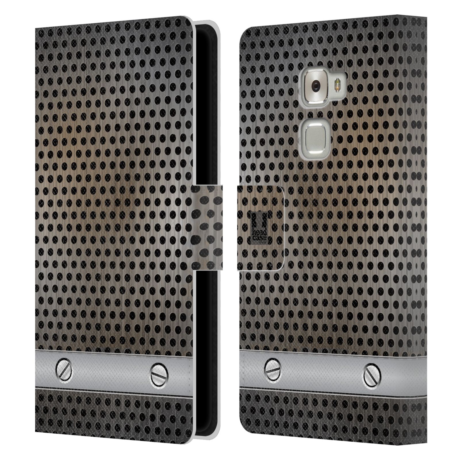 HEAD CASE Flipové pouzdro pro mobil Huawei MATE S stavební textury kovový plech šedá