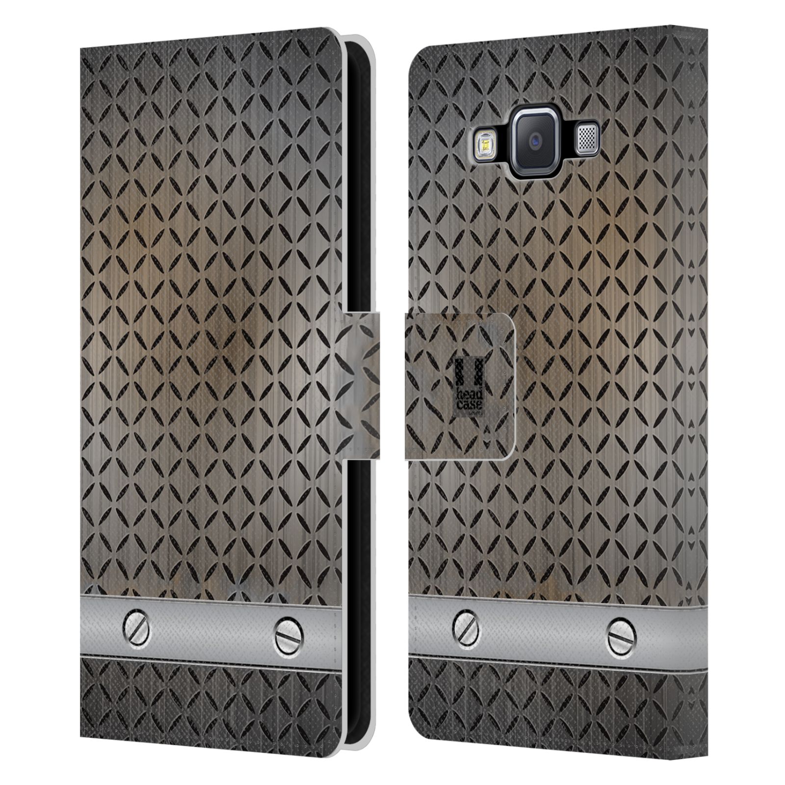 HEAD CASE Flipové pouzdro pro mobil Samsung Galaxy A5 stavební textury železo šedá barva