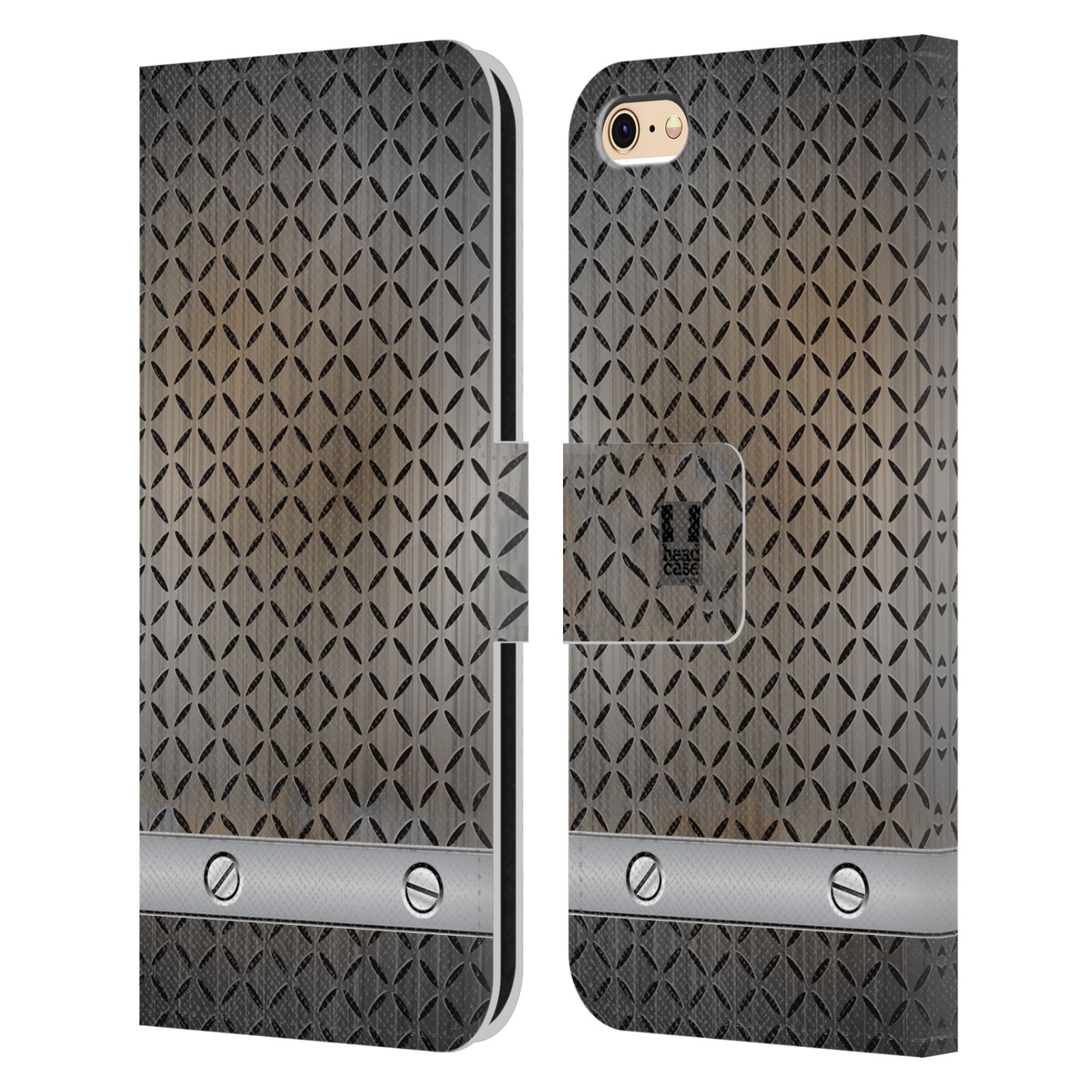 HEAD CASE Flipové pouzdro pro mobil Apple Iphone 6/6s stavební textury železo šedá barva