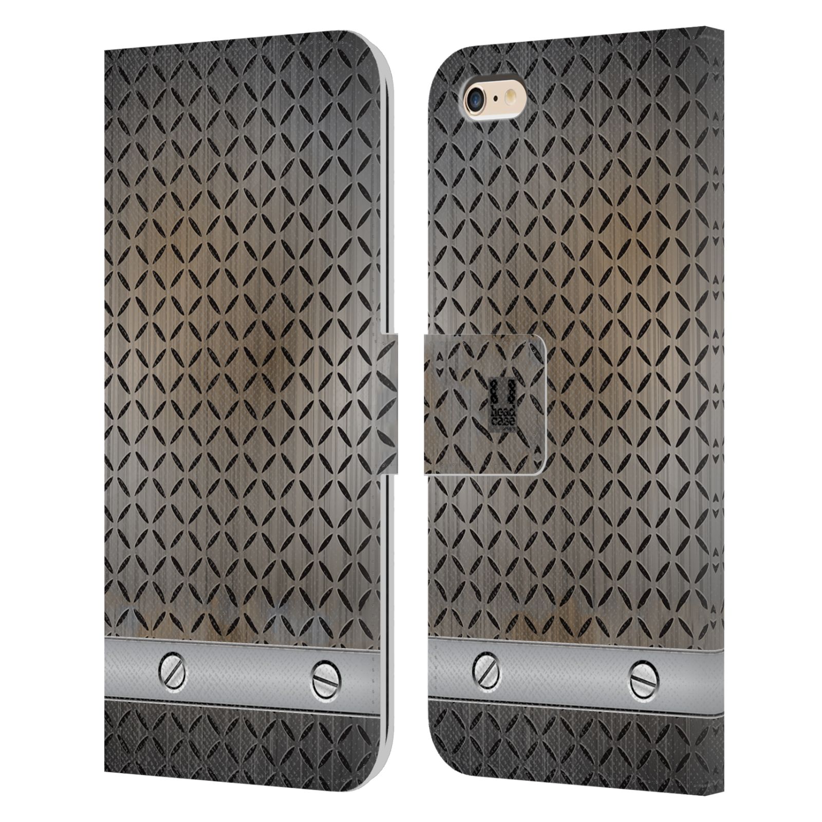 HEAD CASE Flipové pouzdro pro mobil Apple Iphone 6 PLUS / 6S PLUS stavební textury železo šedá barva