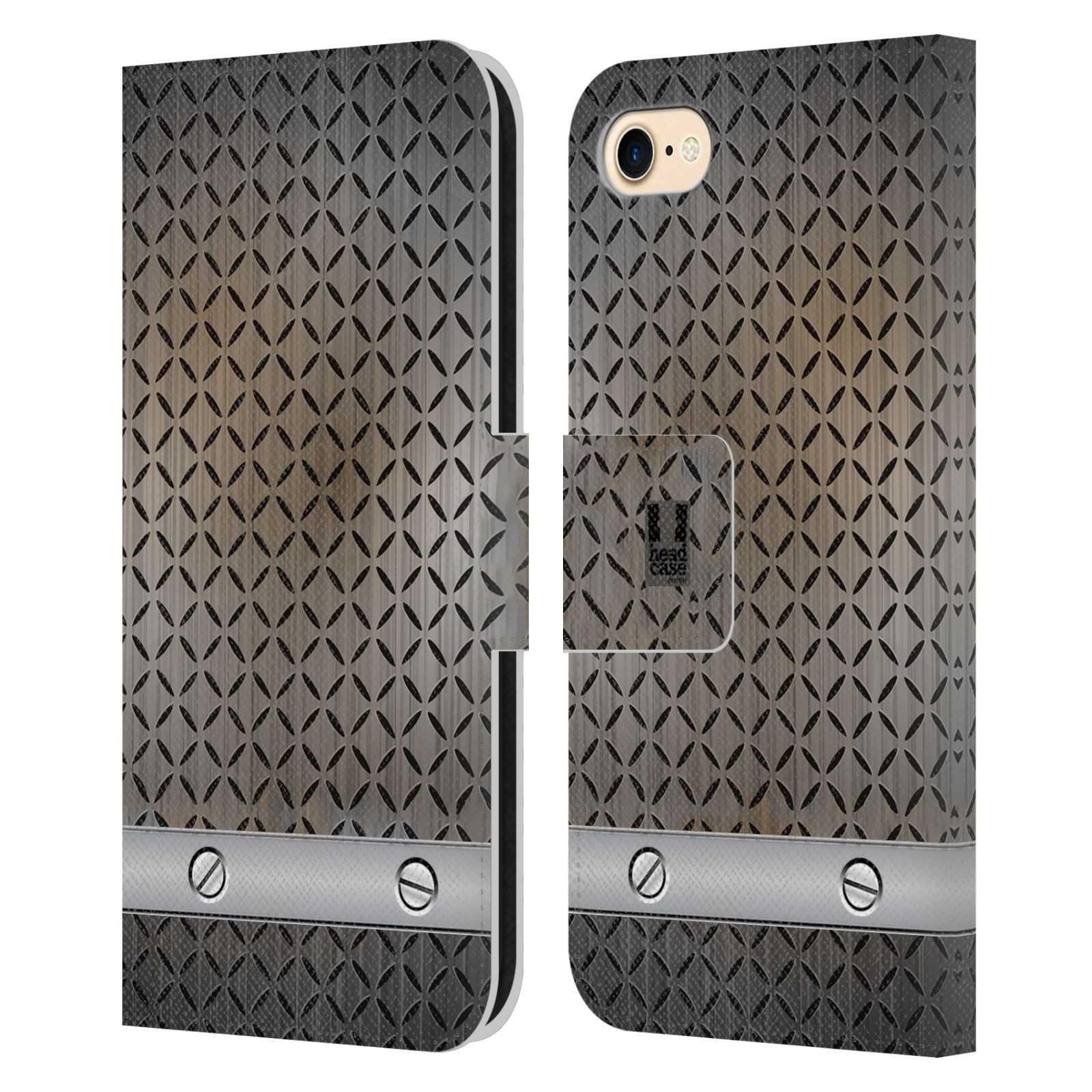 HEAD CASE Flipové pouzdro pro mobil Apple Iphone 7/8/SE 2020 stavební textury železo šedá barva