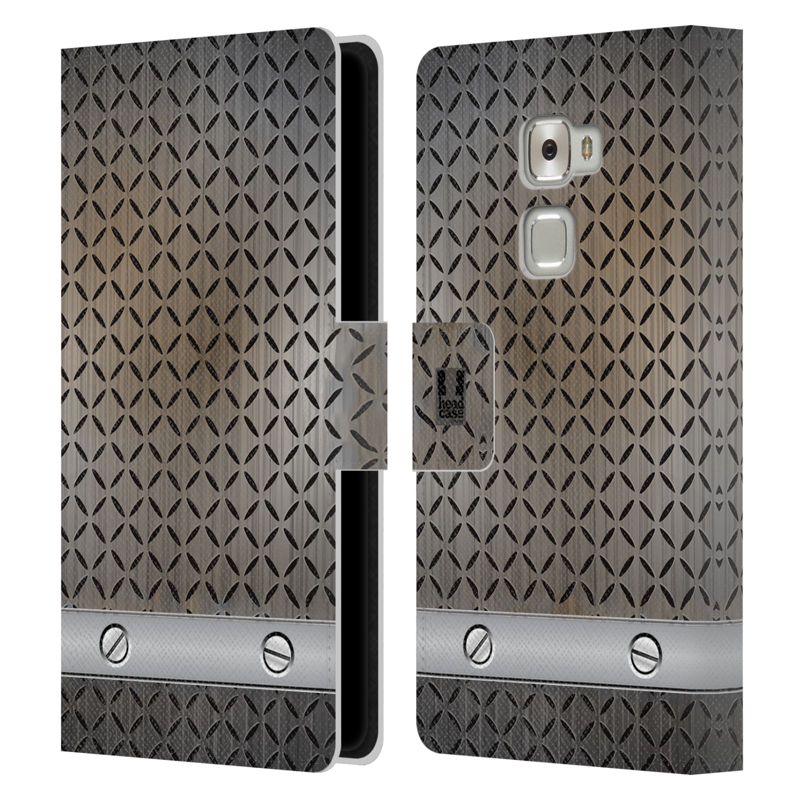 HEAD CASE Flipové pouzdro pro mobil Huawei MATE S stavební textury železo šedá barva