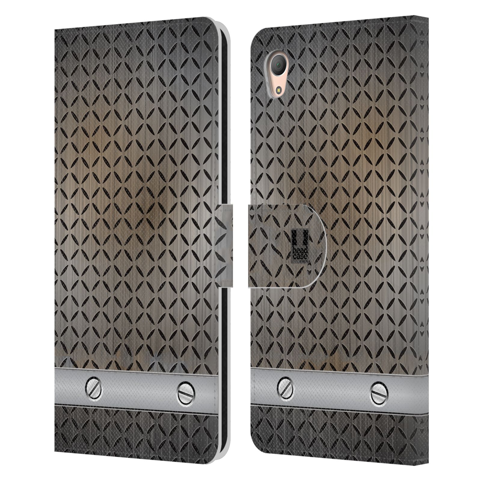 HEAD CASE Flipové pouzdro pro mobil SONY XPERIA Z3+ (PLUS) stavební textury železo šedá barva