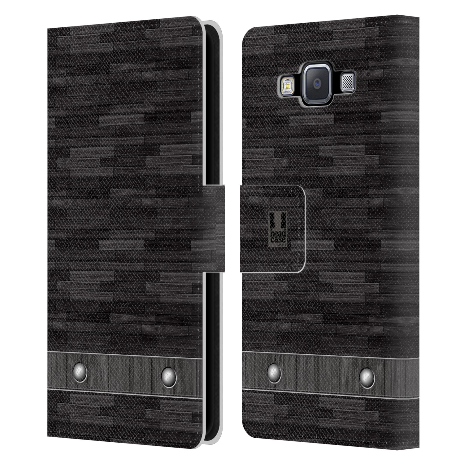HEAD CASE Flipové pouzdro pro mobil Samsung Galaxy A5 stavební textury dřevo černá barva