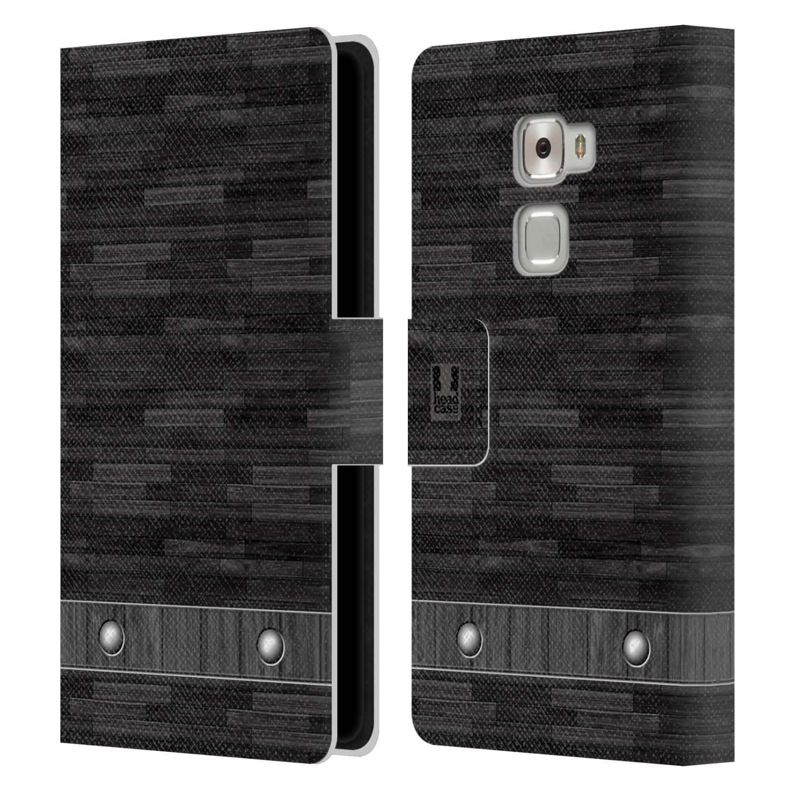 HEAD CASE Flipové pouzdro pro mobil Huawei MATE S stavební textury dřevo černá barva