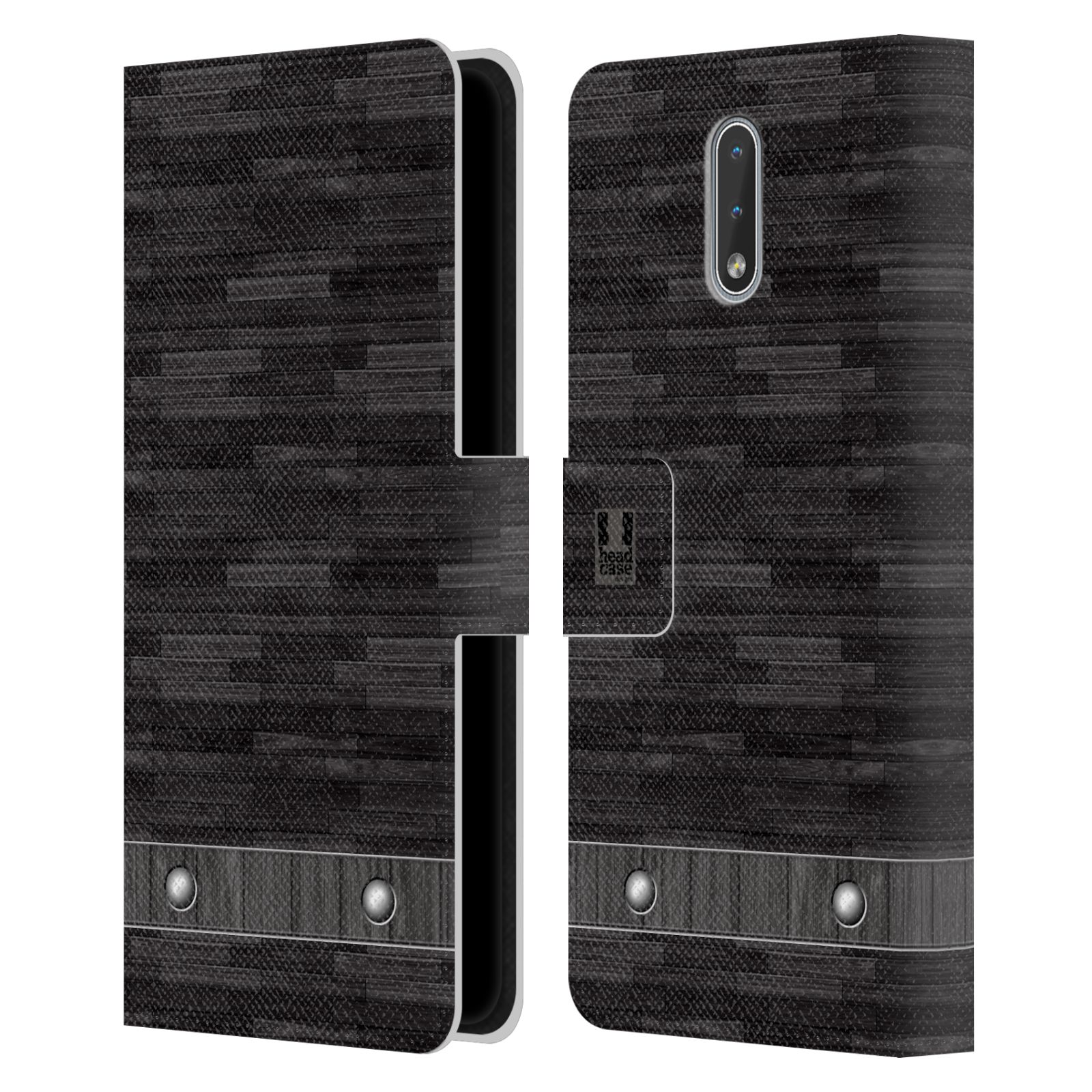 Pouzdro HEAD CASE na mobil Nokia 2.3 stavební textury dřevo černá barva