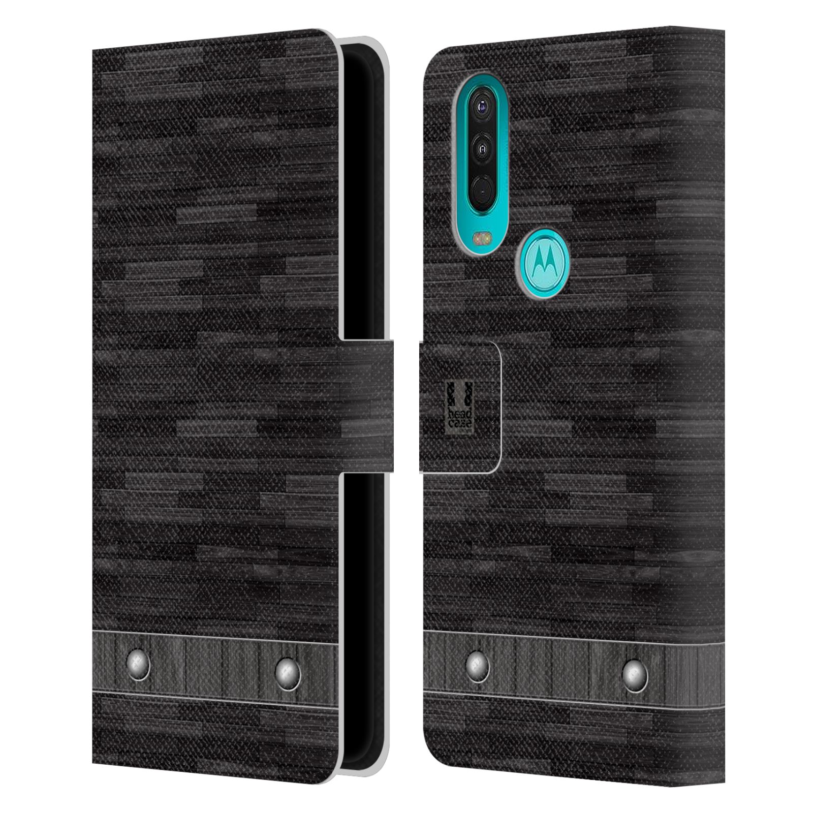 Pouzdro HEAD CASE na mobil Nokia 2.4 stavební textury dřevo černá barva