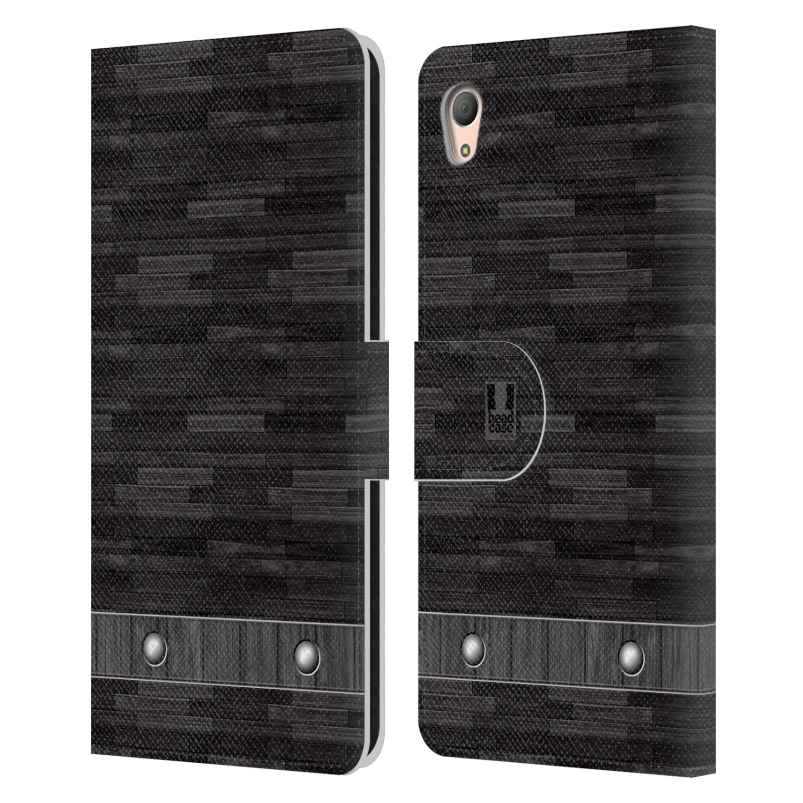 HEAD CASE Flipové pouzdro pro mobil SONY XPERIA Z3+ (PLUS) stavební textury dřevo černá barva