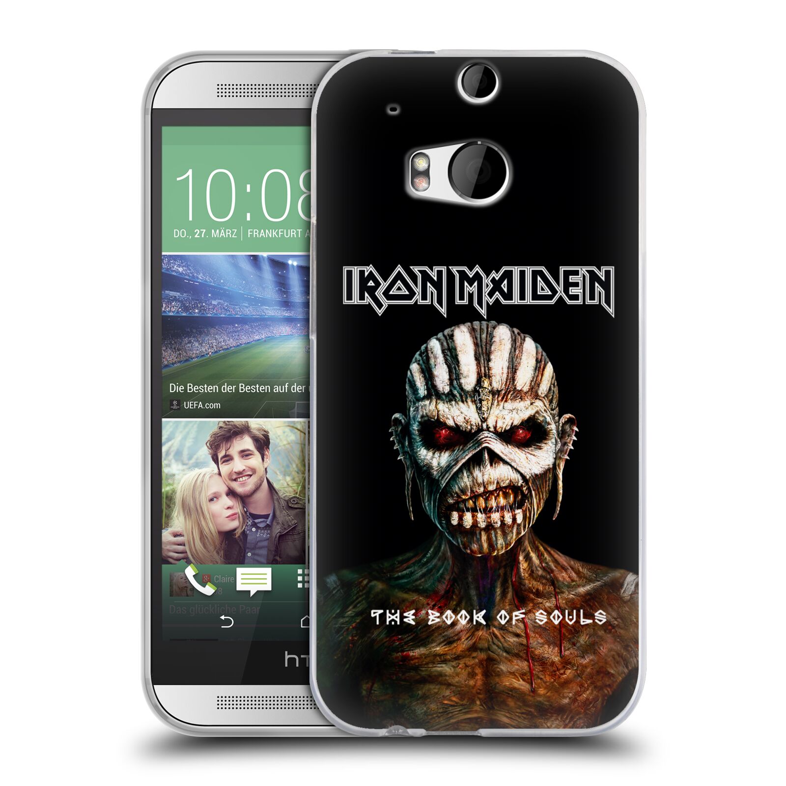 HEAD CASE silikonový obal na mobil HTC one M8 / M8s Heavymetalová skupina Iron Maiden The Book Of Souls