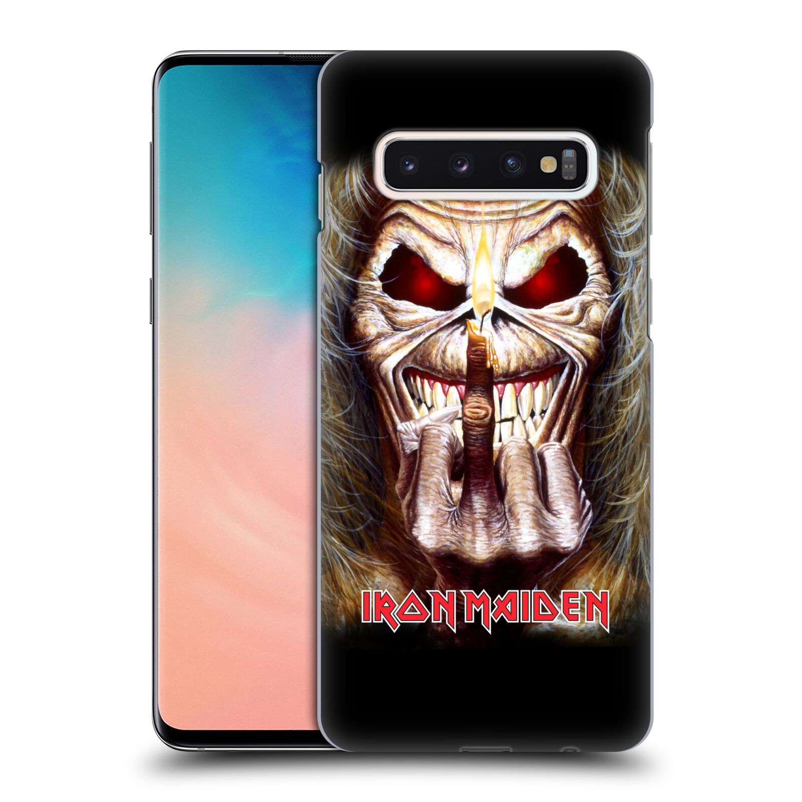 Pouzdro na mobil Samsung Galaxy S10 - HEAD CASE - Heavymetalová skupina Iron Maiden gesto