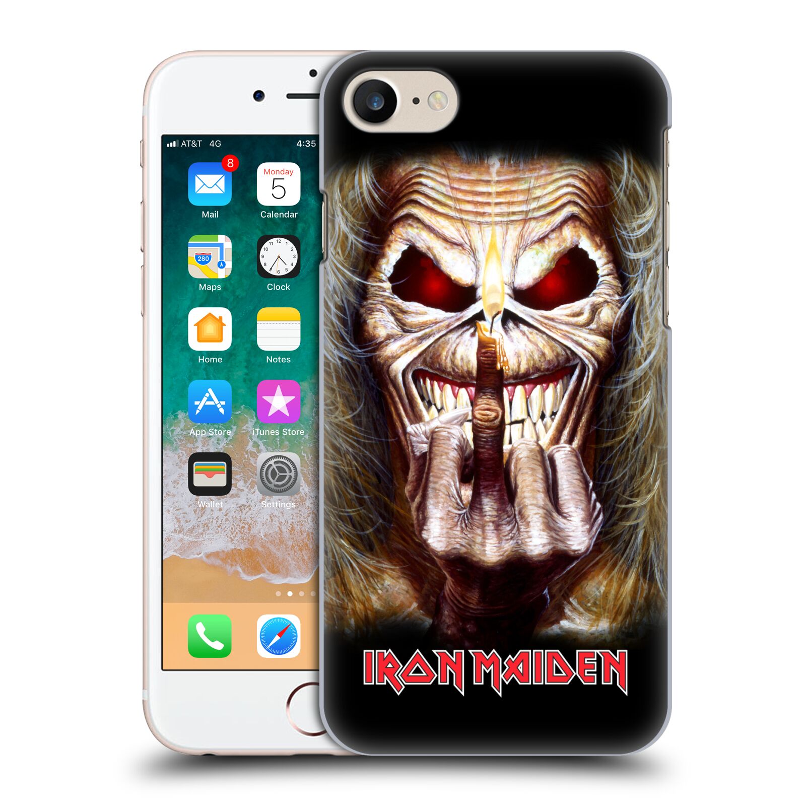 Plastové pouzdro pro mobil Apple Iphone 7/8/SE 2020 Heavymetalová skupina Iron Maiden gesto
