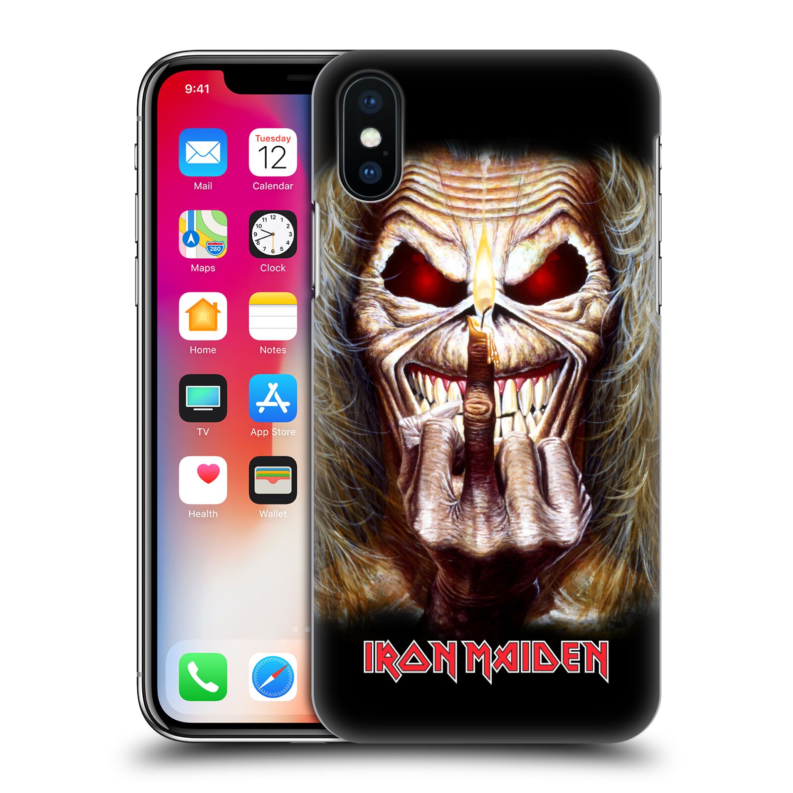HEAD CASE plastový obal na mobil Apple Iphone X / XS Heavymetalová skupina Iron Maiden gesto