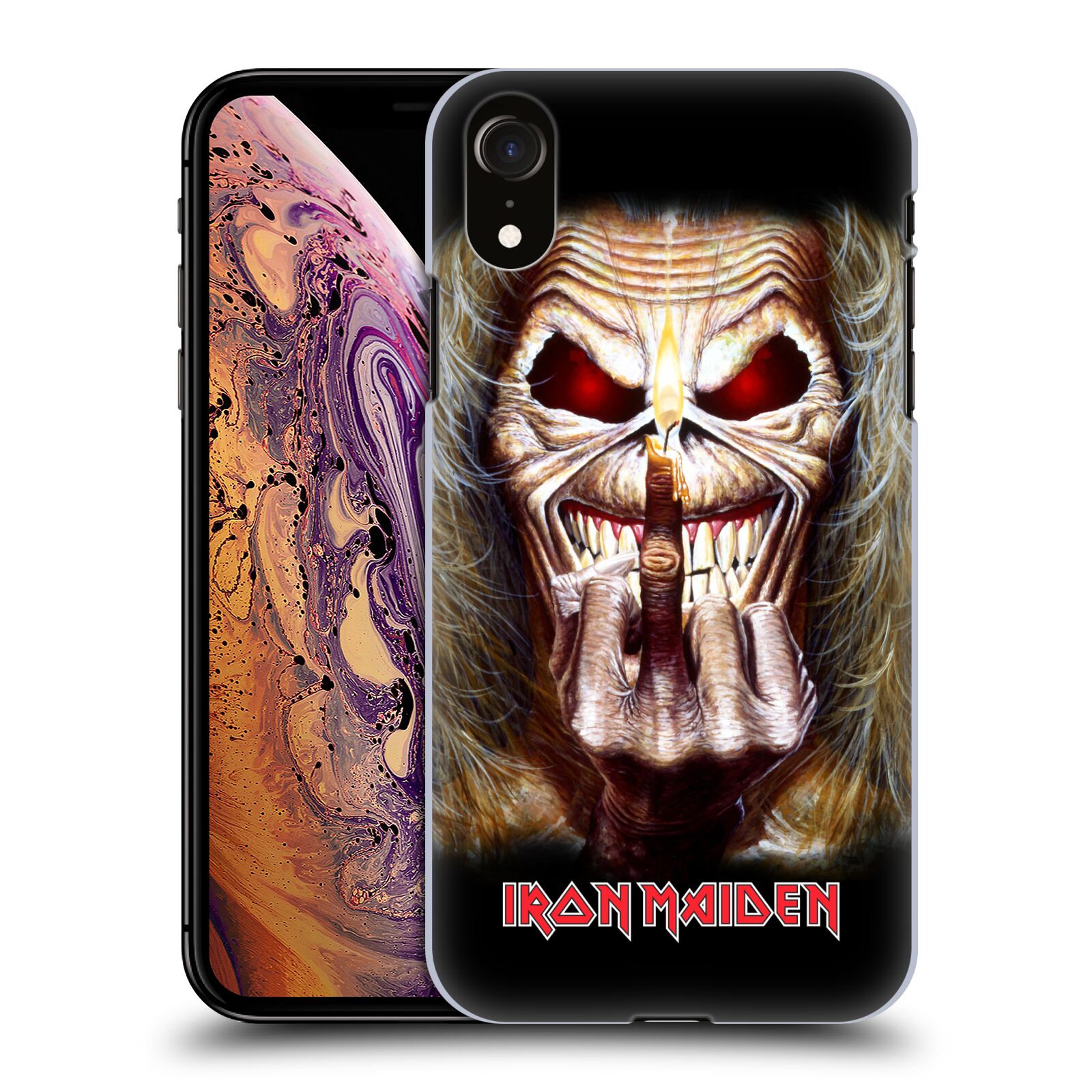 HEAD CASE plastový obal na mobil Apple Iphone XR Heavymetalová skupina Iron Maiden gesto