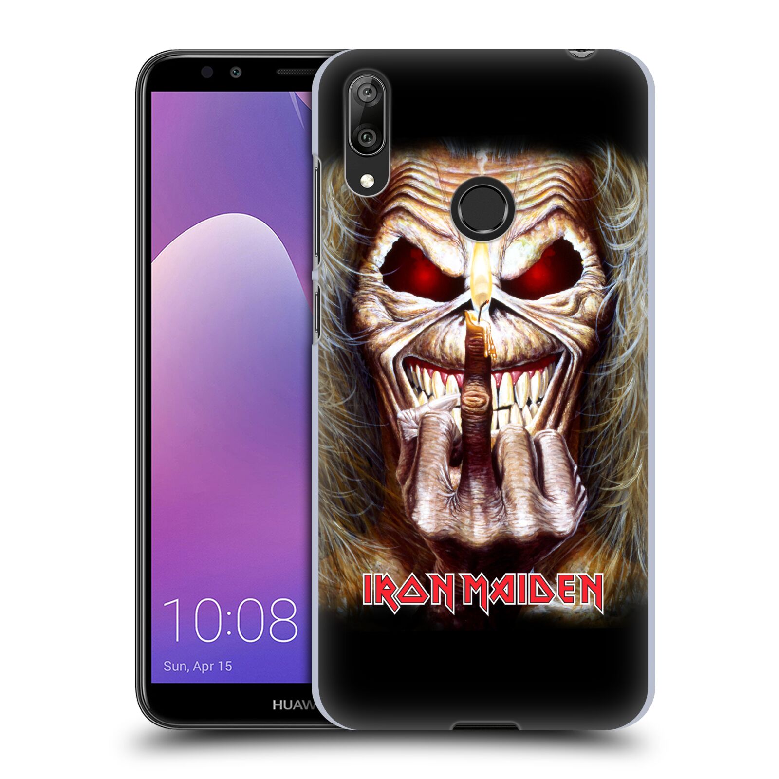 Pouzdro na mobil Huawei Y7 2019 - Head Case - Heavymetalová skupina Iron Maiden gesto