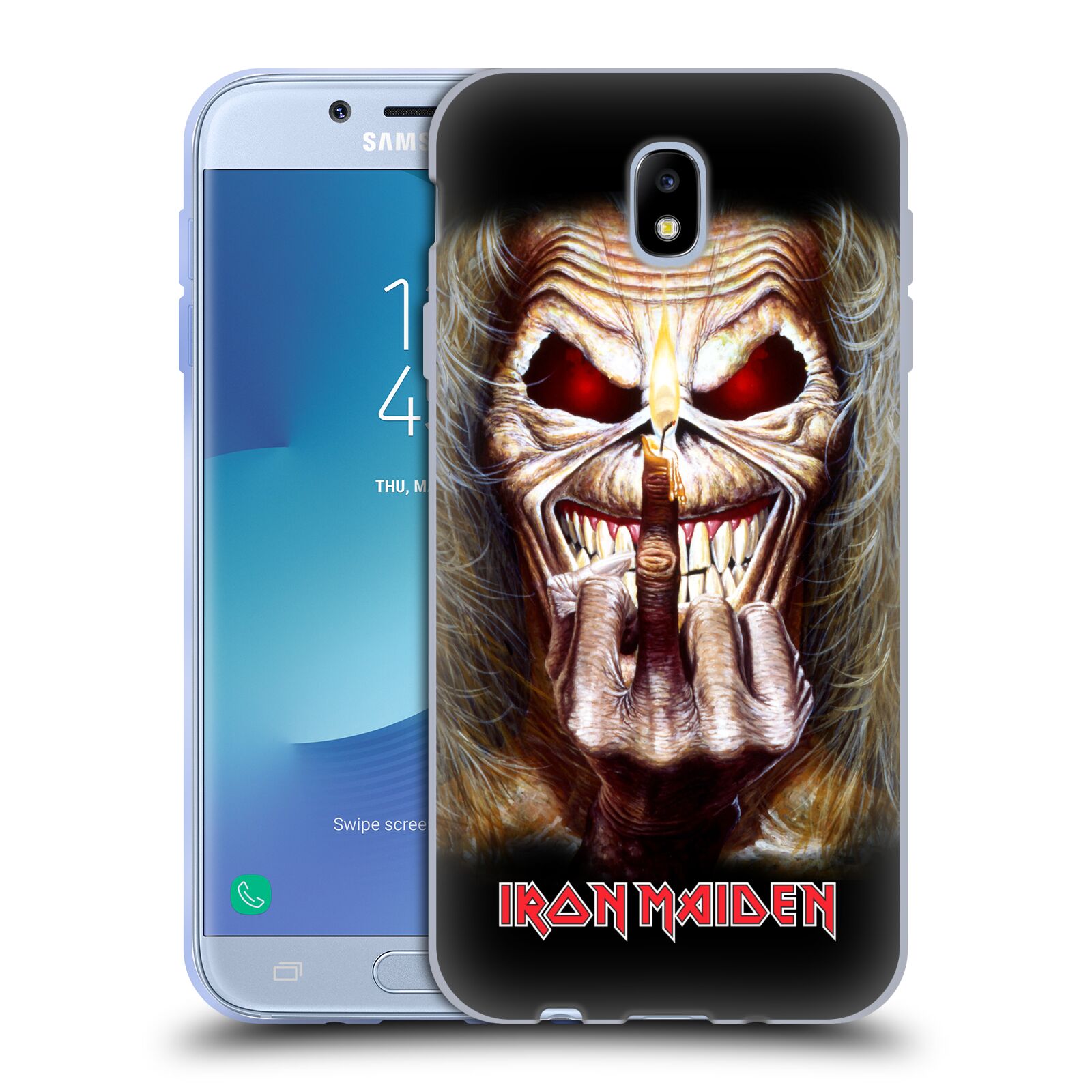 HEAD CASE silikonový obal na mobil Samsung Galaxy J7 2017 Heavymetalová skupina Iron Maiden gesto
