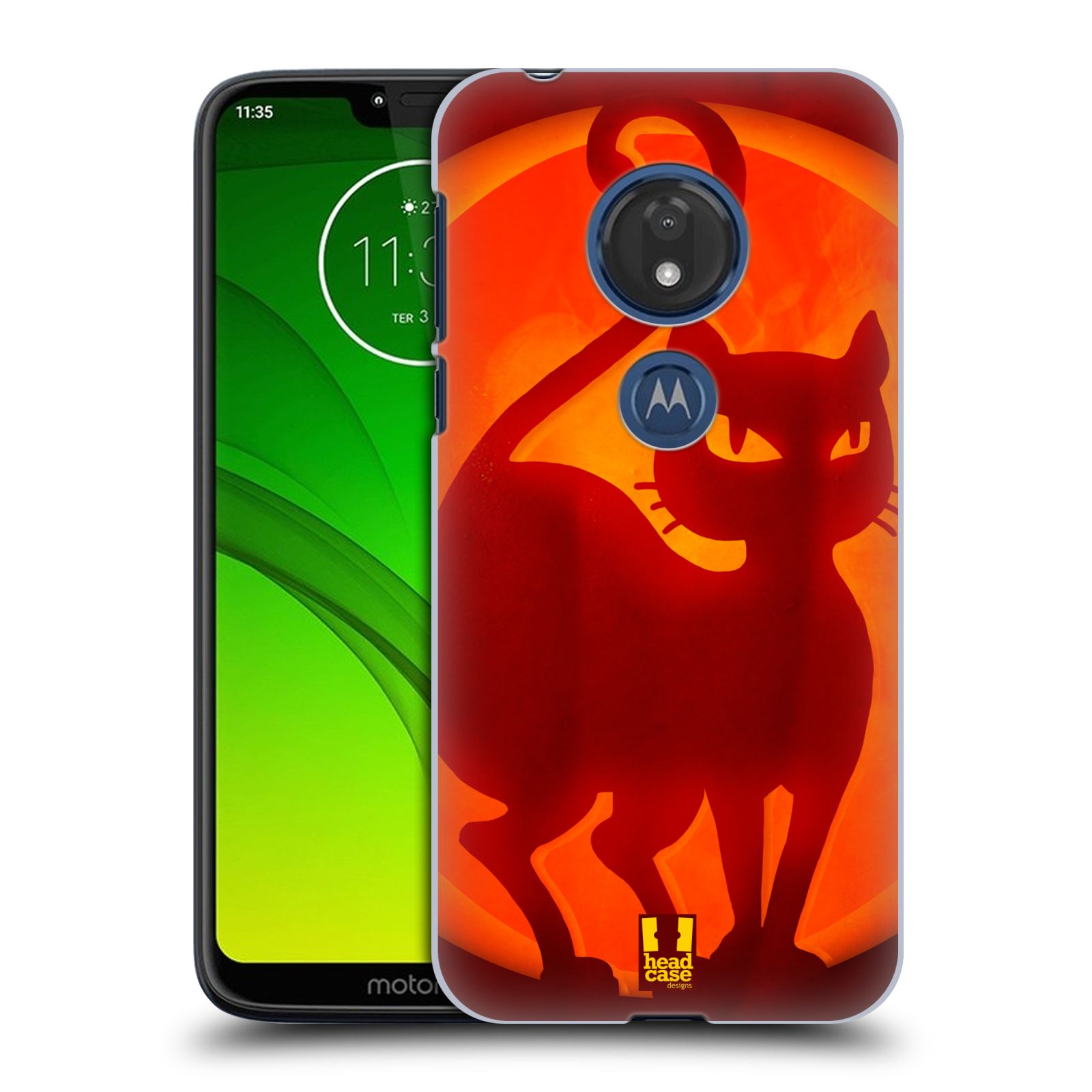 Pouzdro na mobil Motorola Moto G7 Play vzor odraz svítilny oranžová KOČKA