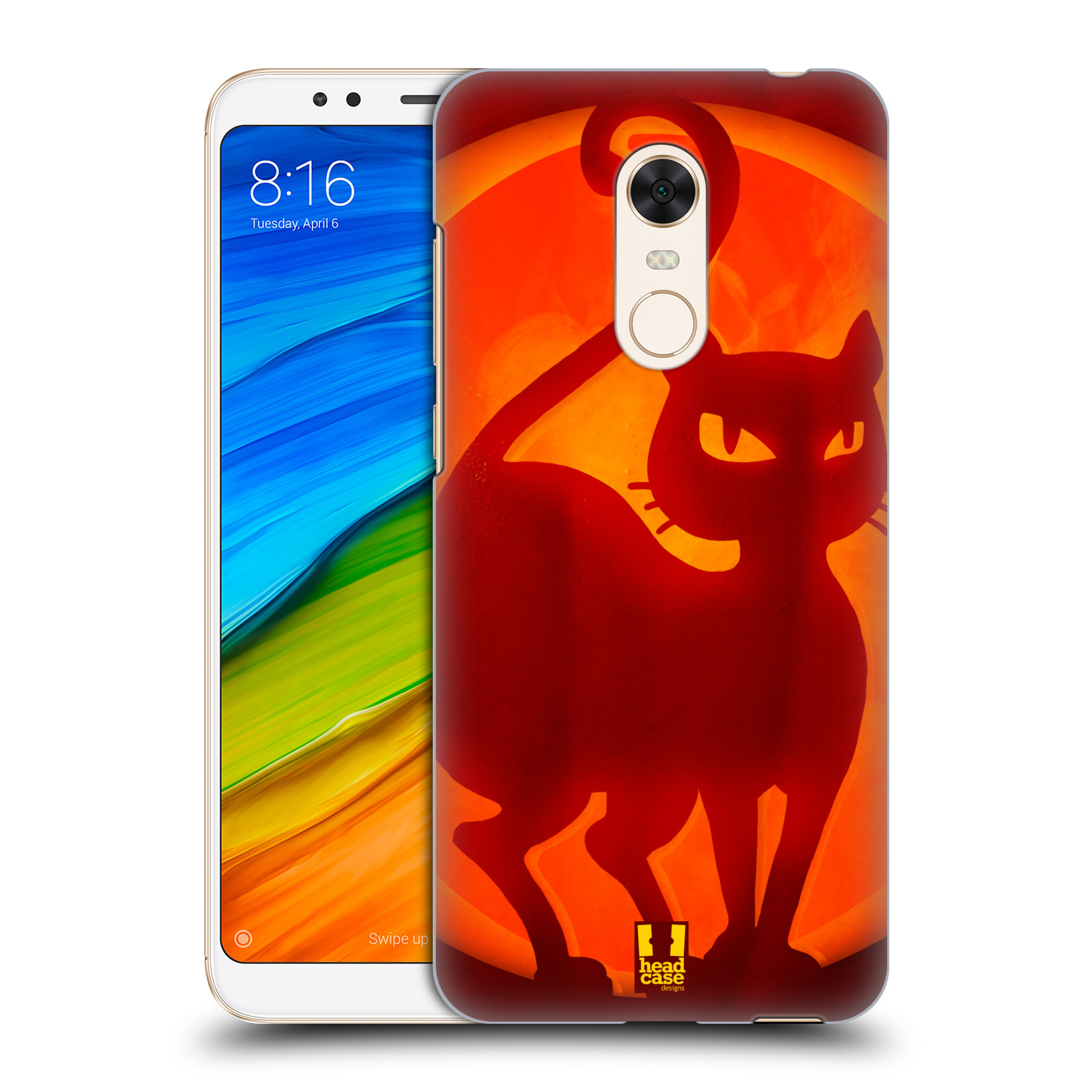 HEAD CASE plastový obal na mobil Xiaomi Redmi 5 PLUS vzor odraz svítilny oranžová KOČKA