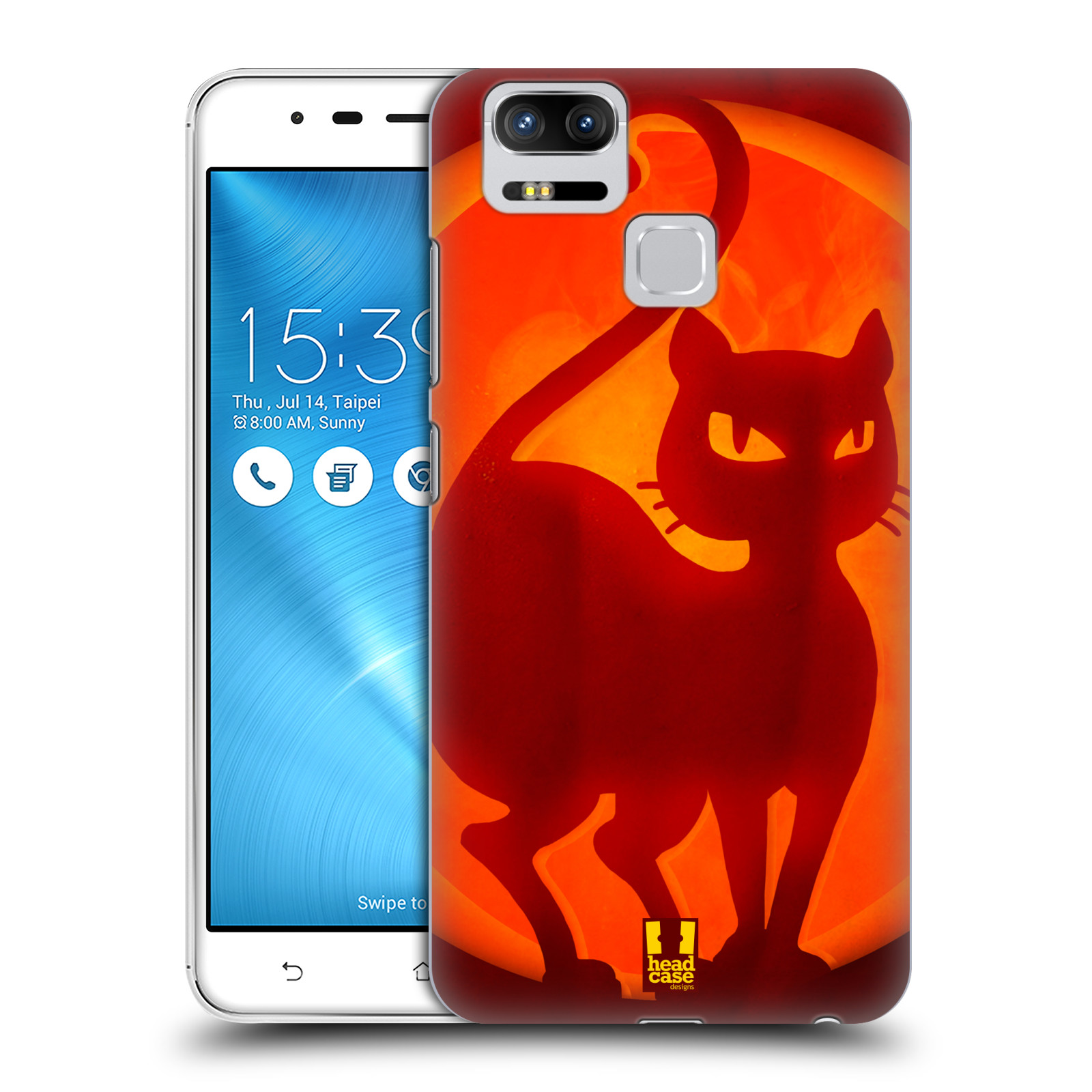 HEAD CASE plastový obal na mobil Asus Zenfone 3 Zoom ZE553KL vzor odraz svítilny oranžová KOČKA