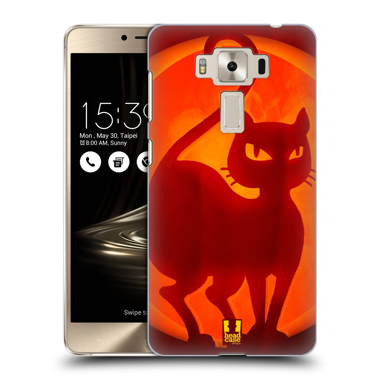HEAD CASE plastový obal na mobil Asus Zenfone 3 DELUXE ZS550KL vzor odraz svítilny oranžová KOČKA