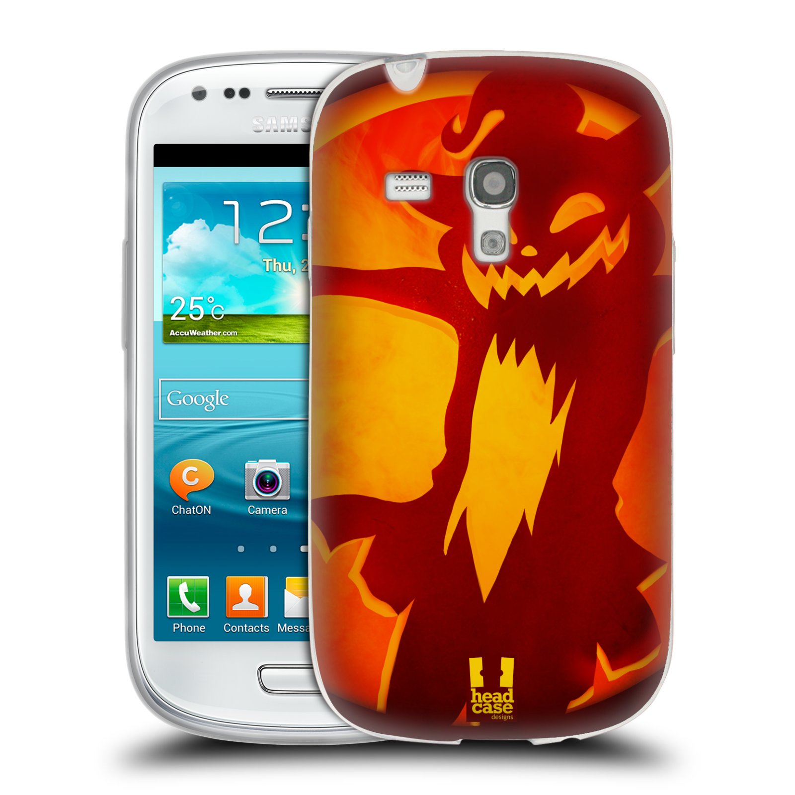 HEAD CASE silikonový obal na mobil Samsung Galaxy S3 MINI i8190 vzor odraz svítilny oranžová KOČKA 2