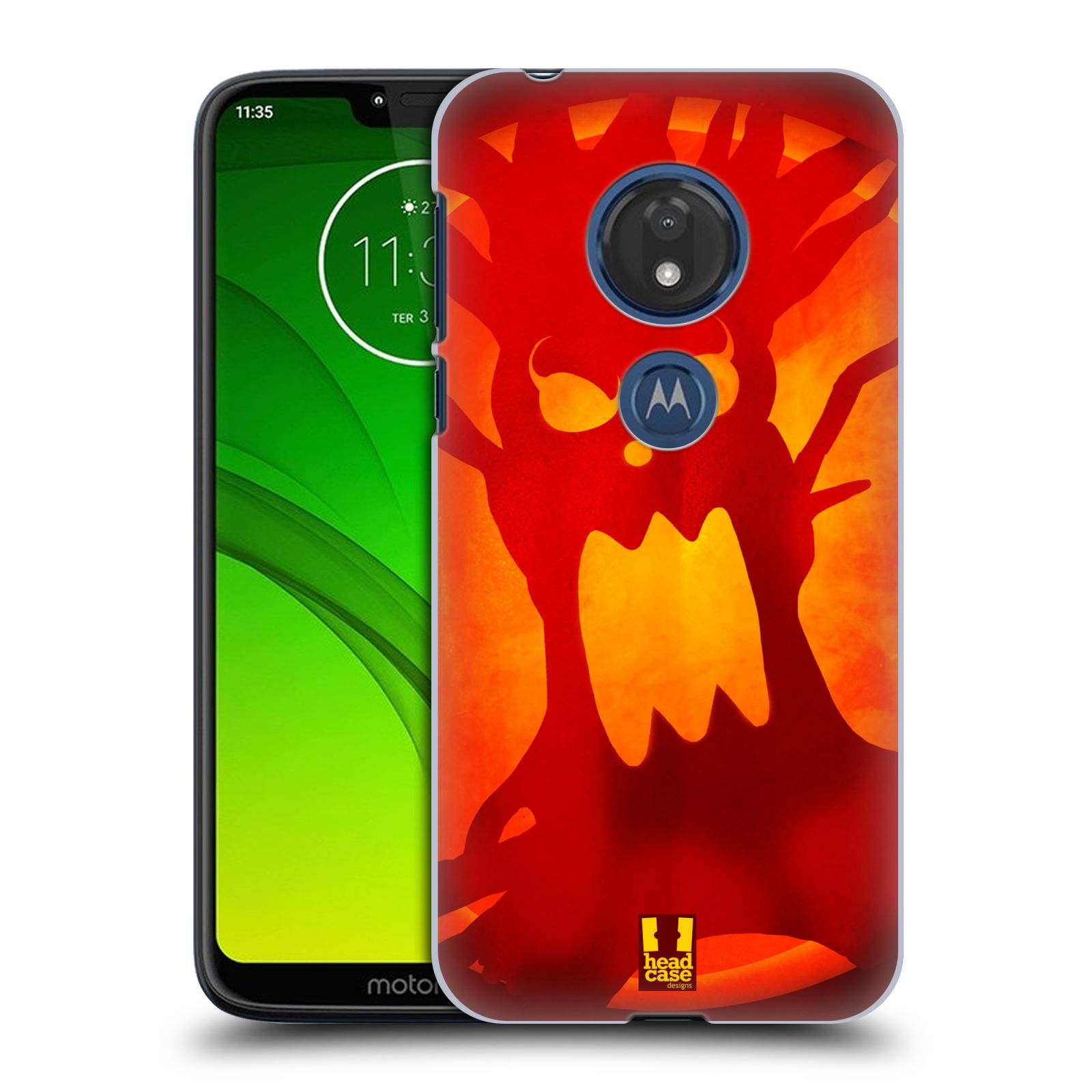 Pouzdro na mobil Motorola Moto G7 Play vzor odraz svítilny oranžová STRAŠIDELNÝ STROM