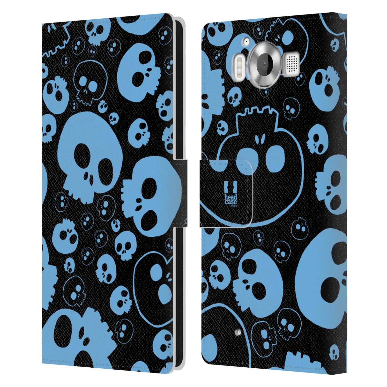 HEAD CASE Flipové pouzdro pro mobil Microsoft Lumia 950 / LUMIA 950 DUAL SIM barevné lebky modrá