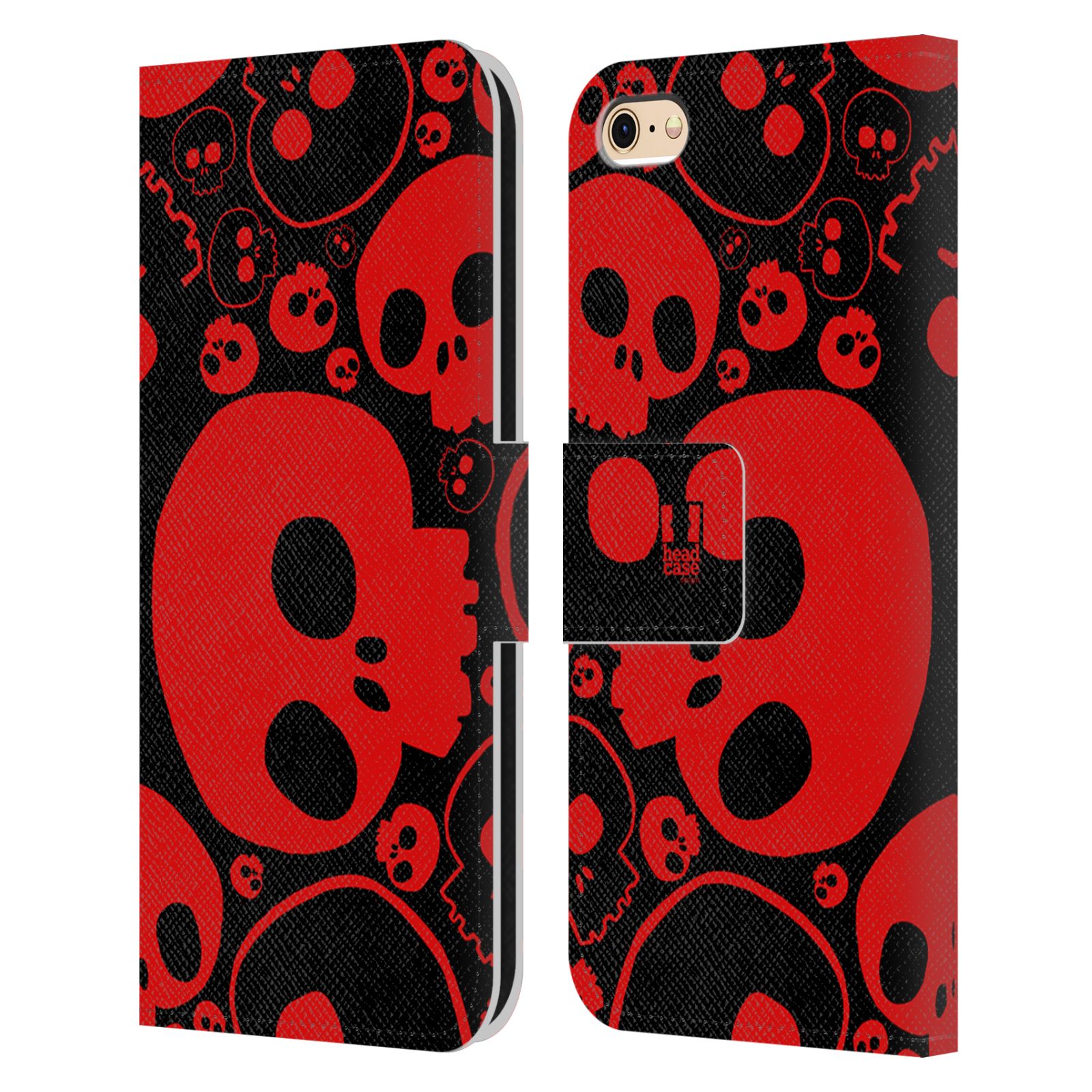 HEAD CASE Flipové pouzdro pro mobil Apple Iphone 6/6s barevné lebky červená