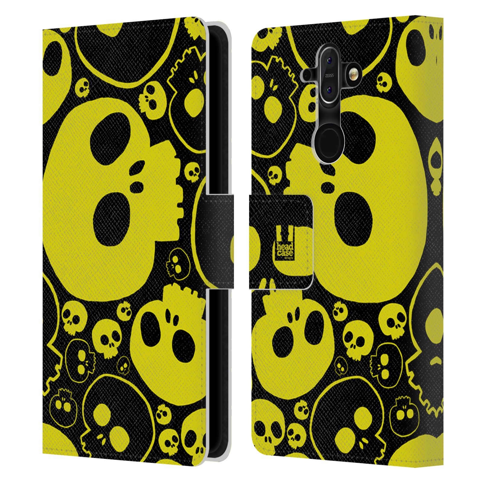HEAD CASE Flipové pouzdro pro mobil Nokia 8 SIROCCO barevné lebky žlutá