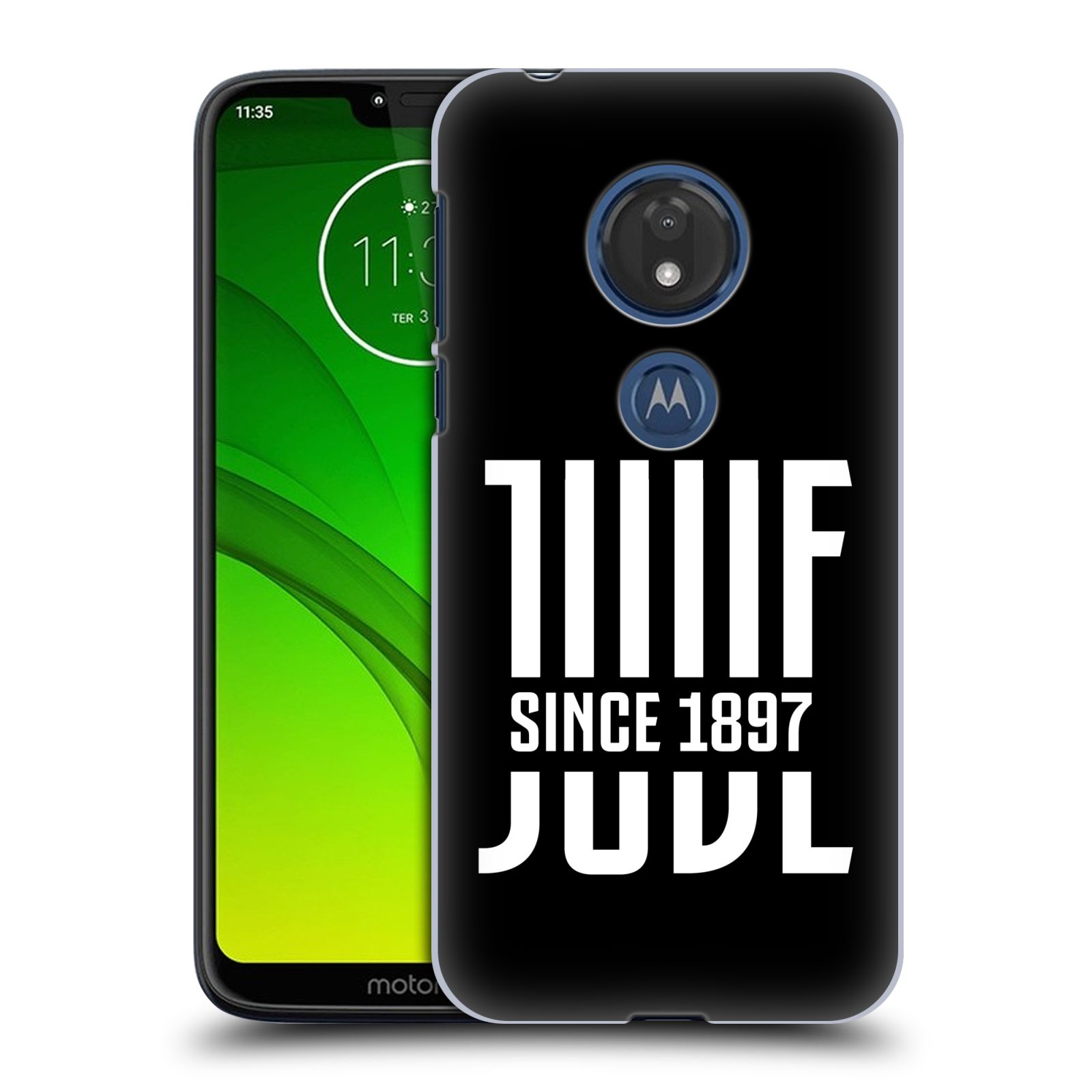 Pouzdro na mobil Motorola Moto G7 Play Fotbalový klub Juventus FC černý JUVE bílá