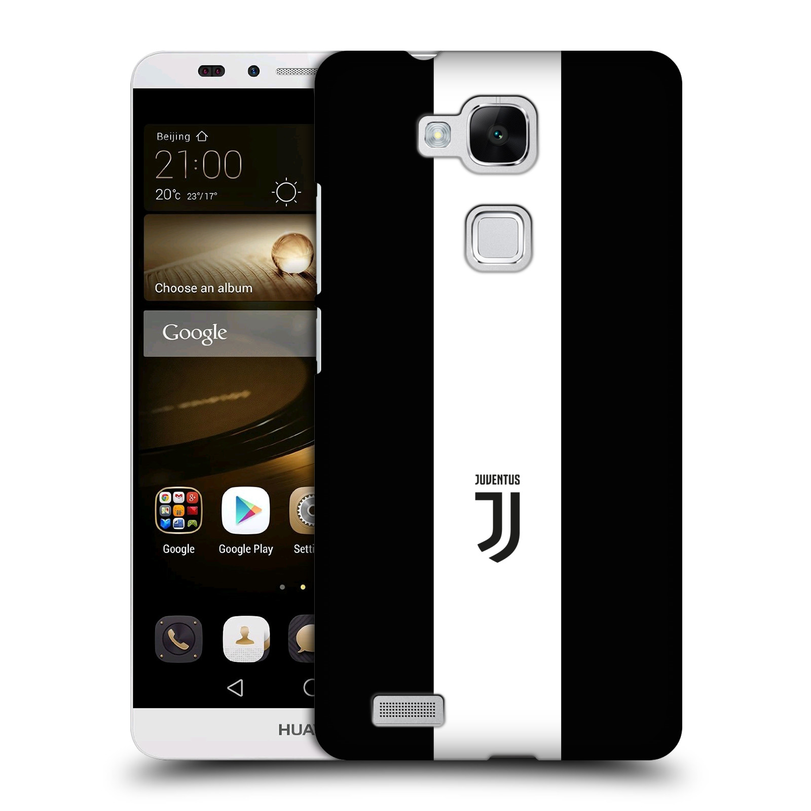 HEAD CASE plastový obal na mobil Huawei Mate 7 Fotbalový klub Juventus FC pruhy znak černá a bílá