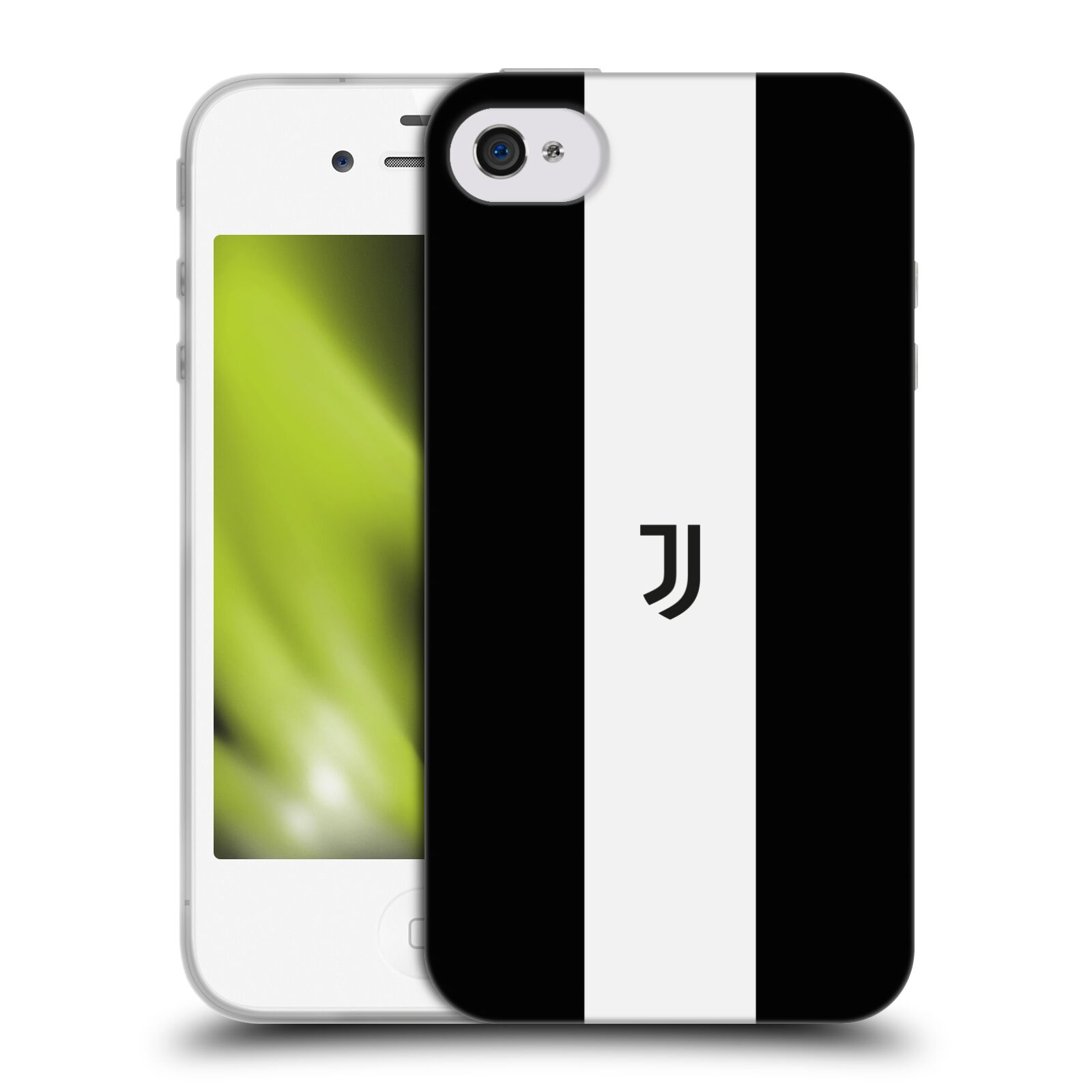 HEAD CASE silikonový obal na mobil Apple Iphone 4 Fotbalový klub Juventus FC pruhy znak černá a bílá