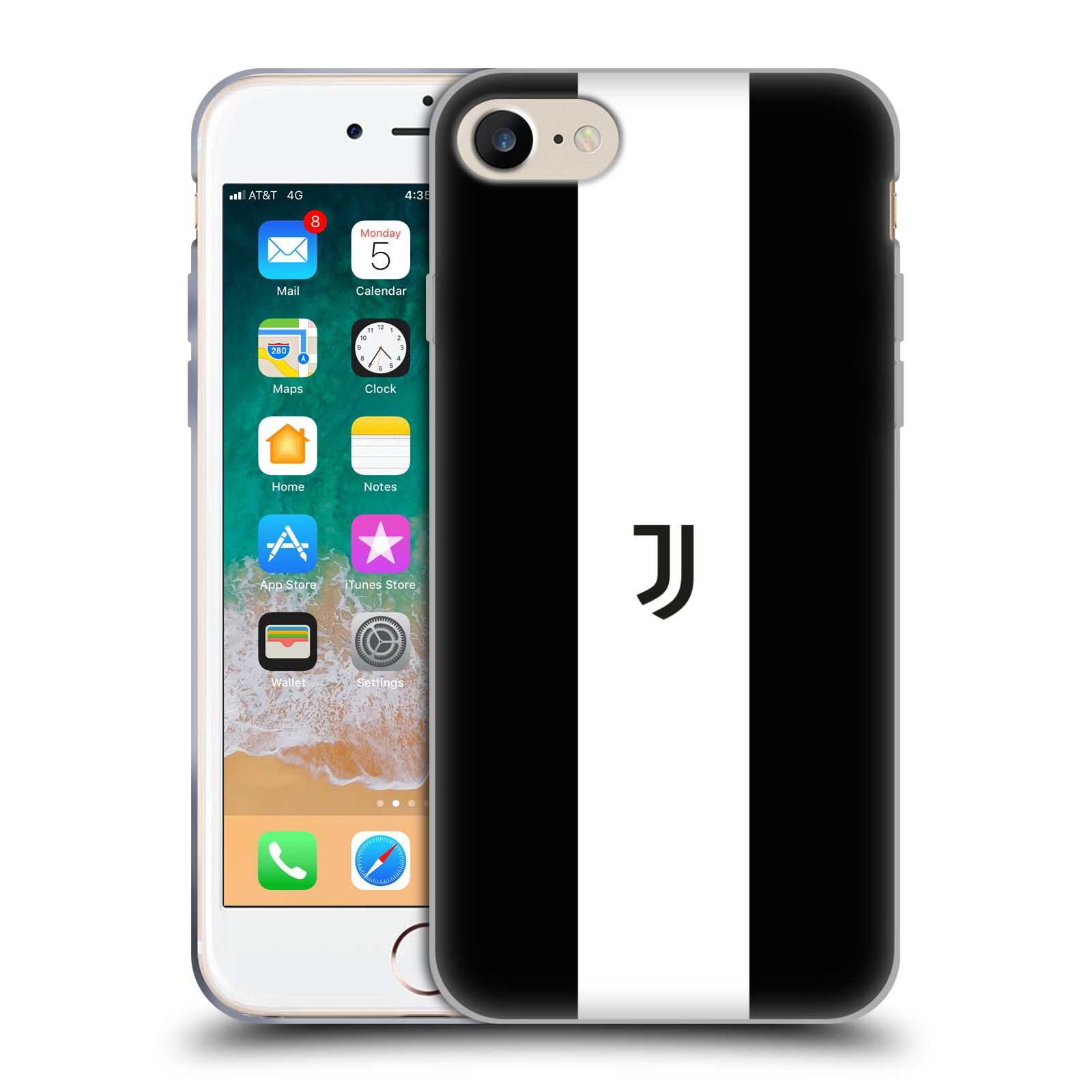 HEAD CASE silikonový obal na mobil Apple Iphone 7 Fotbalový klub Juventus FC pruhy znak černá a bílá