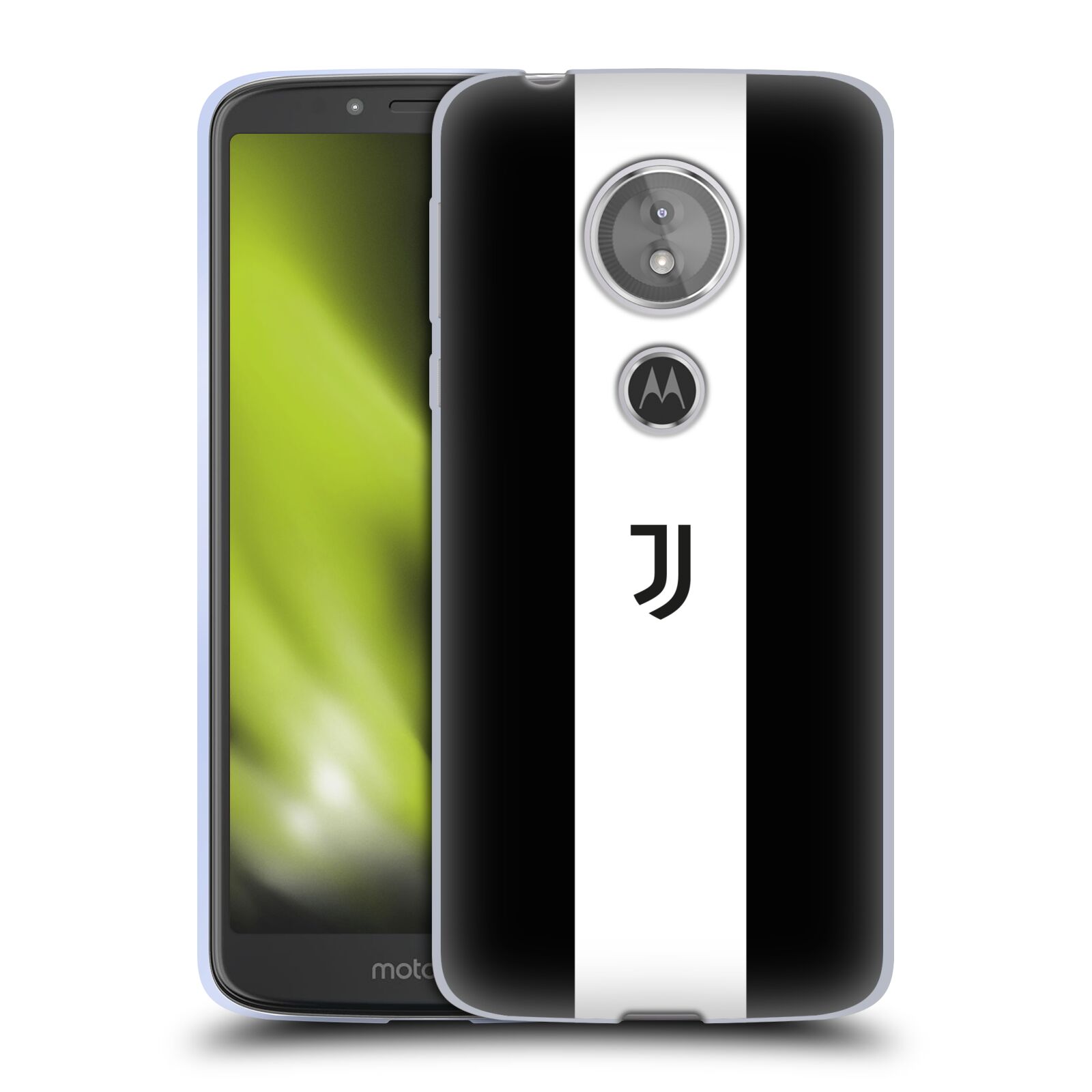 HEAD CASE silikonový obal na mobil Motorola Moto E5 Fotbalový klub Juventus FC pruhy znak černá a bílá