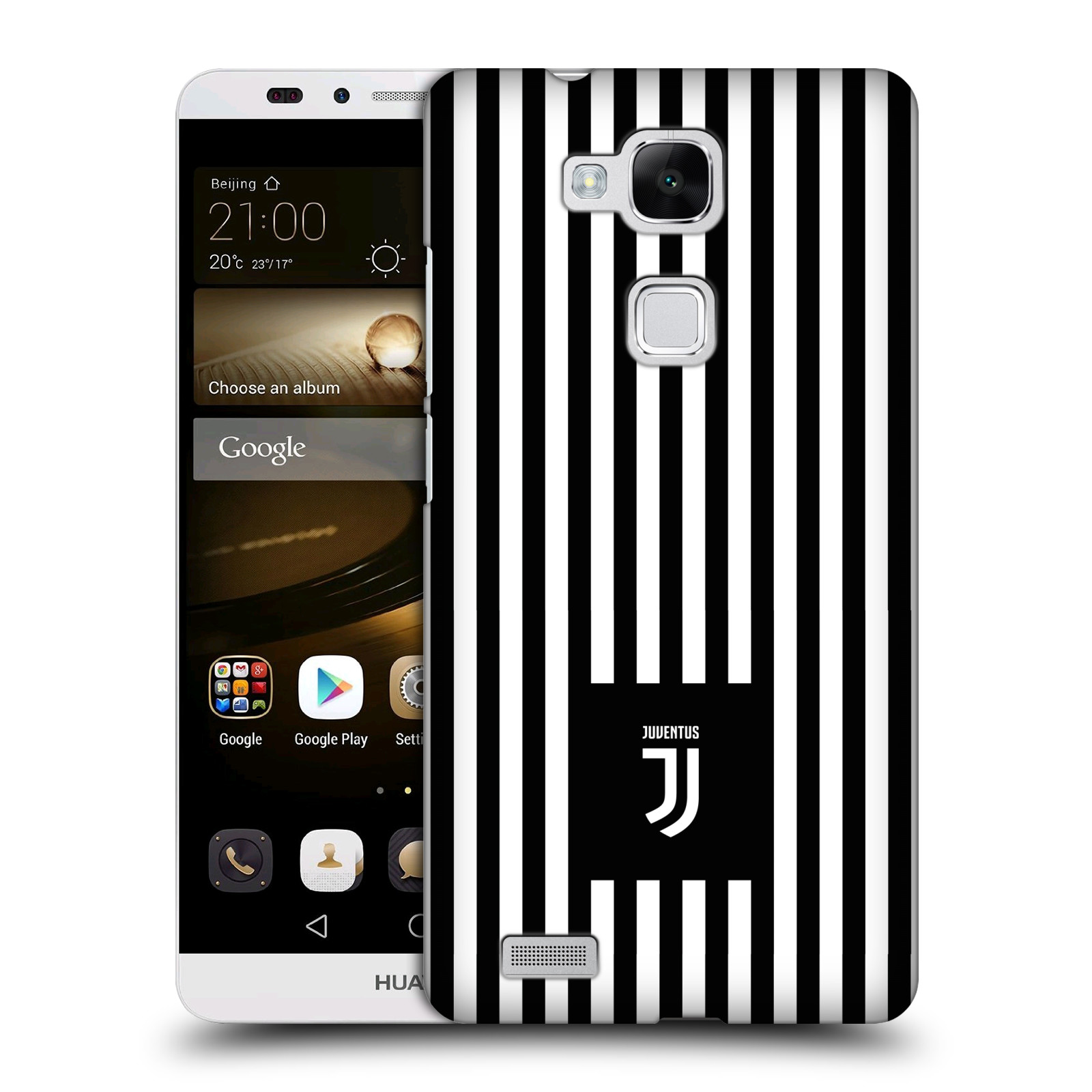 HEAD CASE plastový obal na mobil Huawei Mate 7 Fotbalový klub Juventus FC černobílé pruhy znak