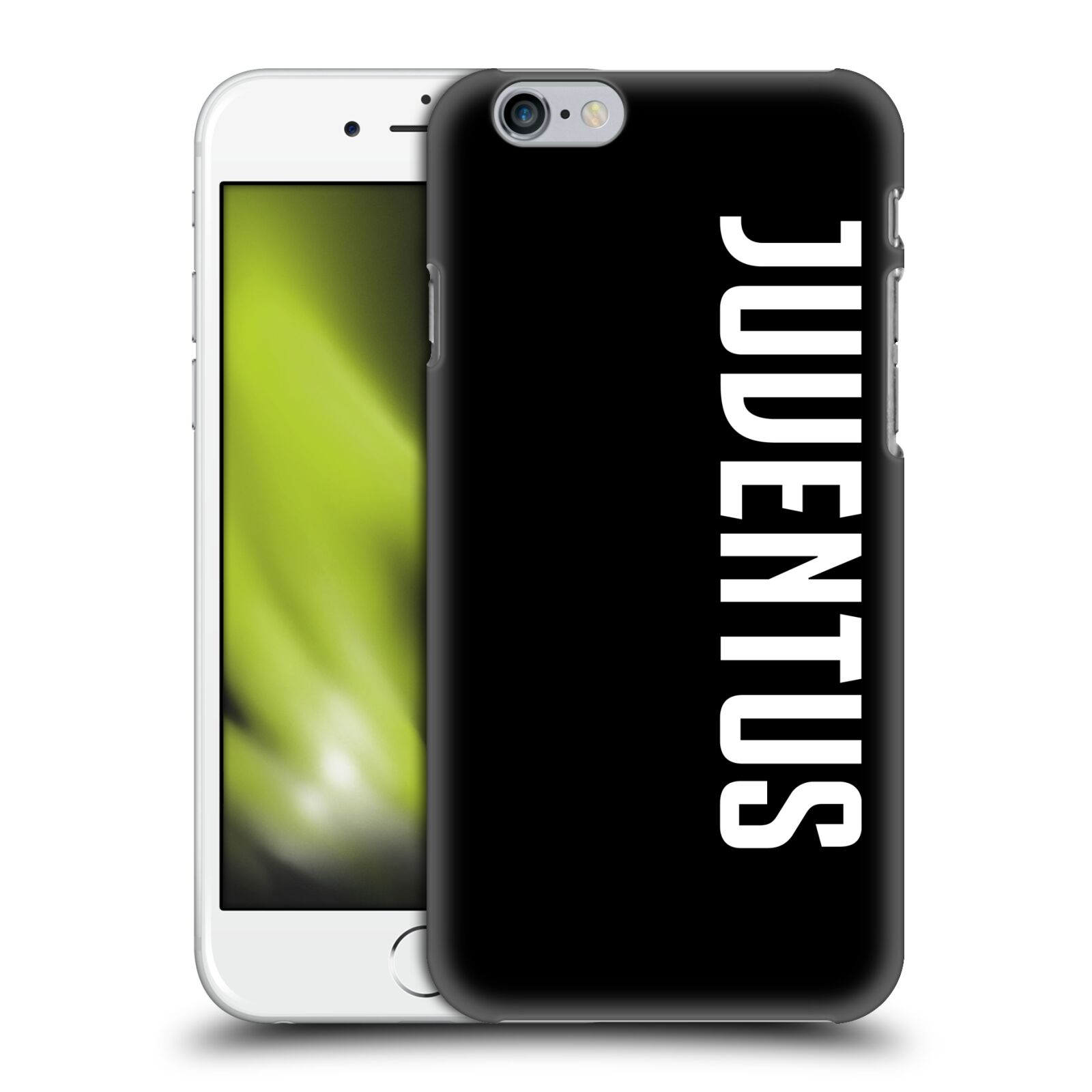 Plastové pouzdro pro mobil Apple Iphone 6/6S Fotbalový klub Juventus FC černé pozadí velký bílý nápis