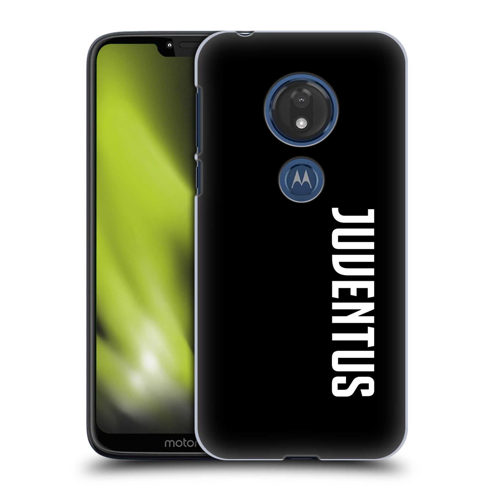 Pouzdro na mobil Motorola Moto G7 Play Fotbalový klub Juventus FC černé pozadí velký bílý nápis
