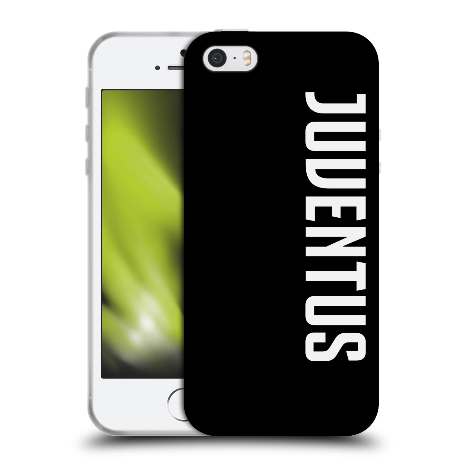 HEAD CASE silikonový obal na mobil Apple Iphone 5/5S Fotbalový klub Juventus FC černé pozadí velký bílý nápis