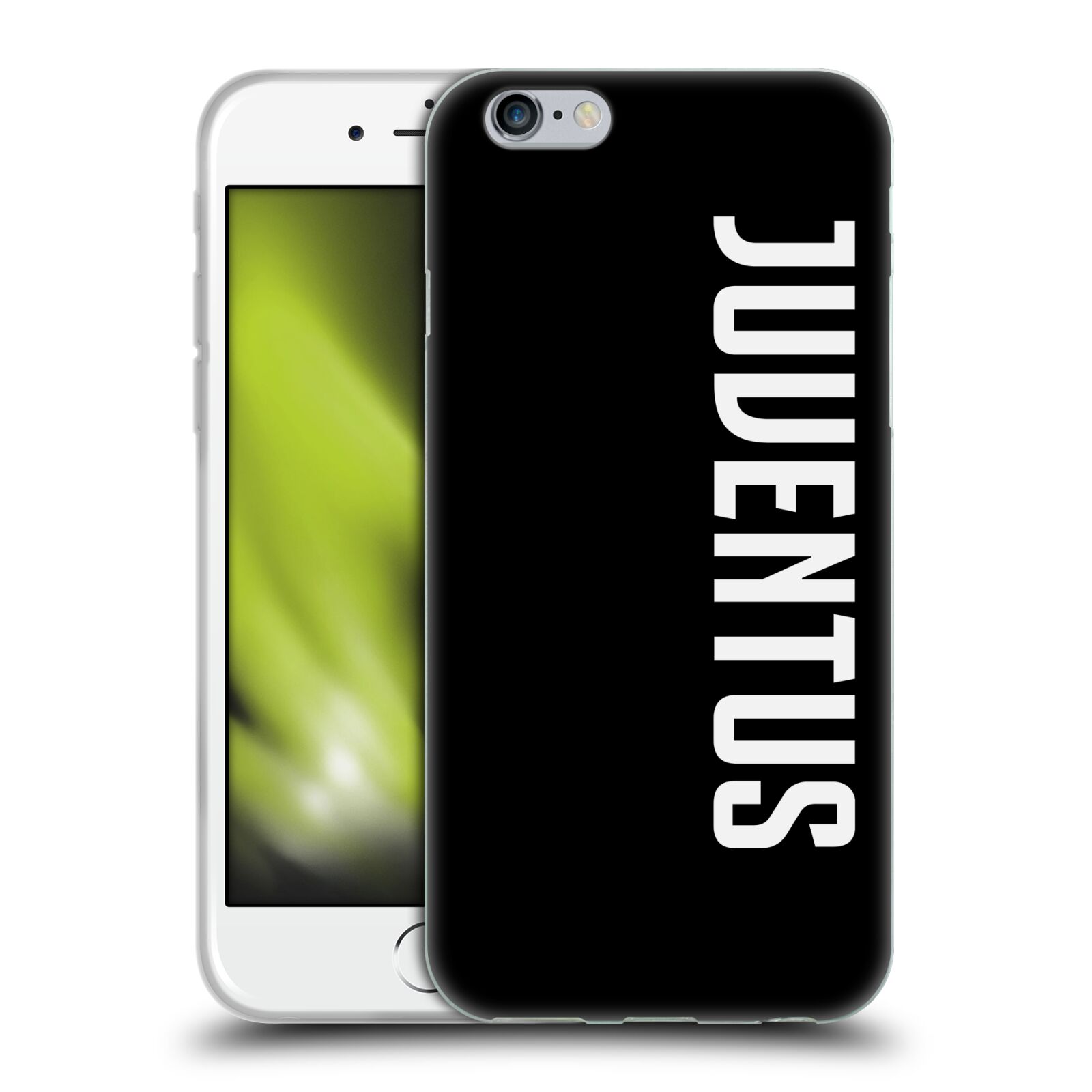 HEAD CASE silikonový obal na mobil Apple Iphone 6/6S Fotbalový klub Juventus FC černé pozadí velký bílý nápis