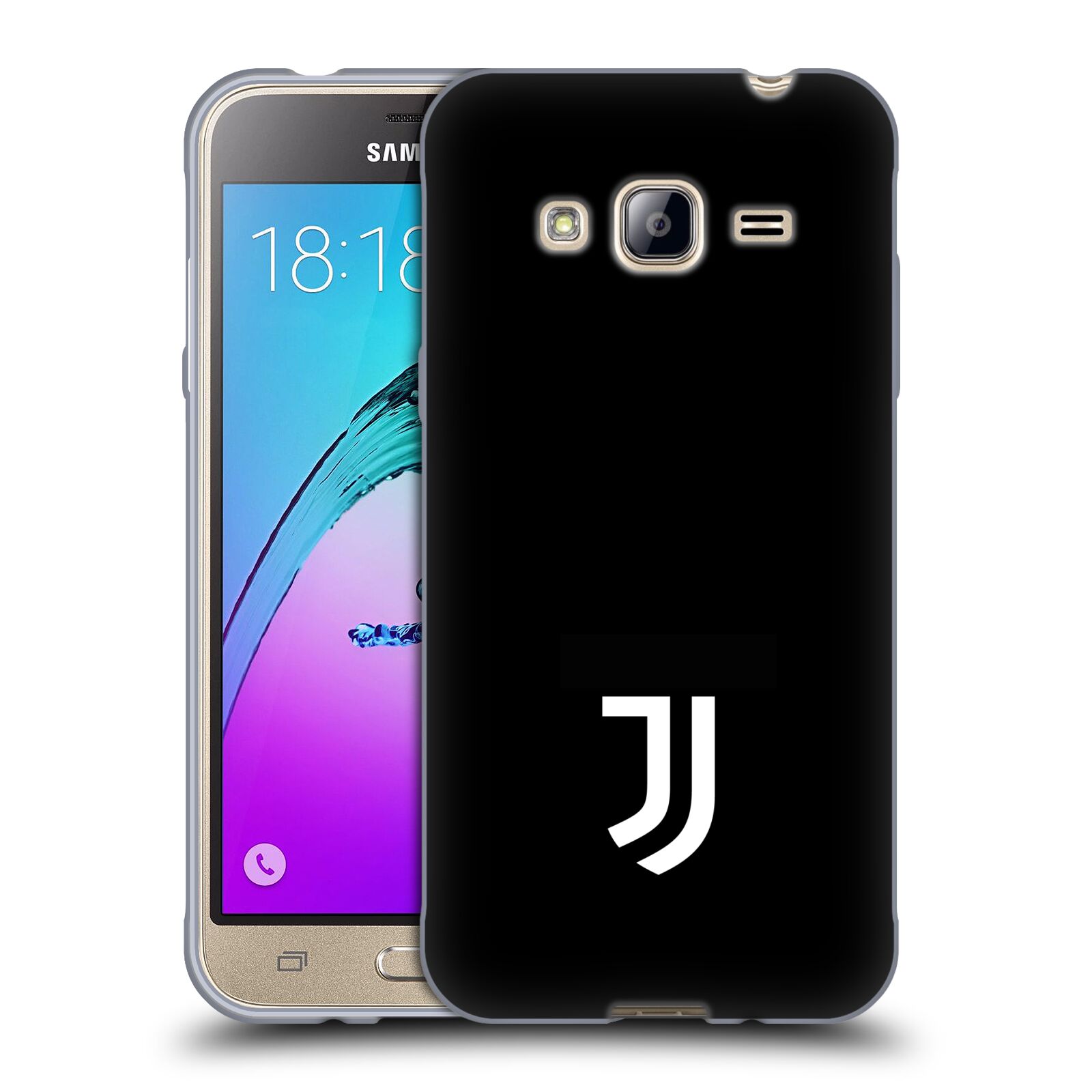 HEAD CASE silikonový obal na mobil Samsung Galaxy J3, J3 2016 Fotbalový klub Juventus FC černé pozadí bílý znak malý