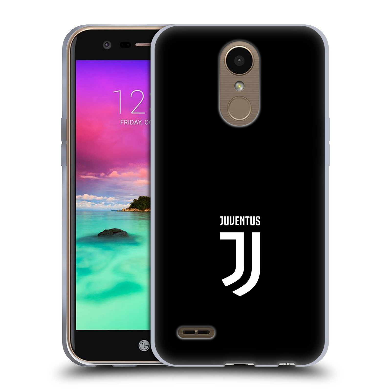 HEAD CASE silikonový obal na mobil LG K10 2017 / K10 2017 DUAL SIM Fotbalový klub Juventus FC černé pozadí bílý znak malý