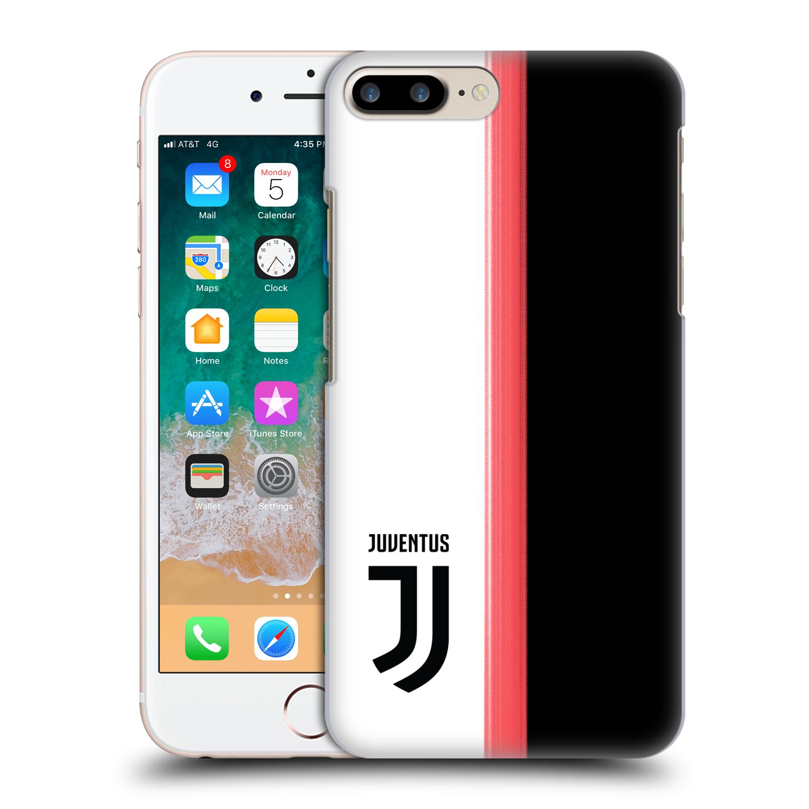 Zadní obal pro mobil Apple Iphone 7+ /  8+ - HEAD CASE - Fotbalový klub Juventus - červený pruh