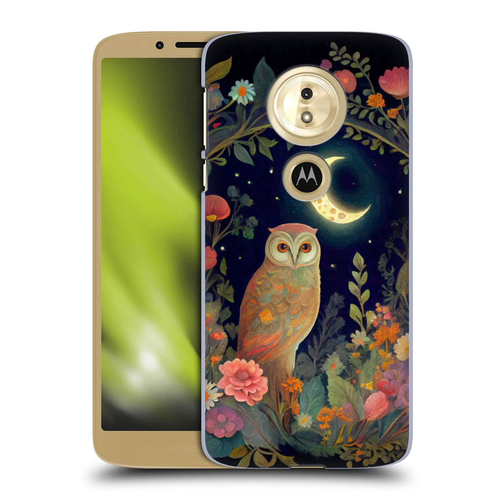Obal na mobil Motorola Moto E5 - HEAD CASE - JK Stewart sova a měsíc