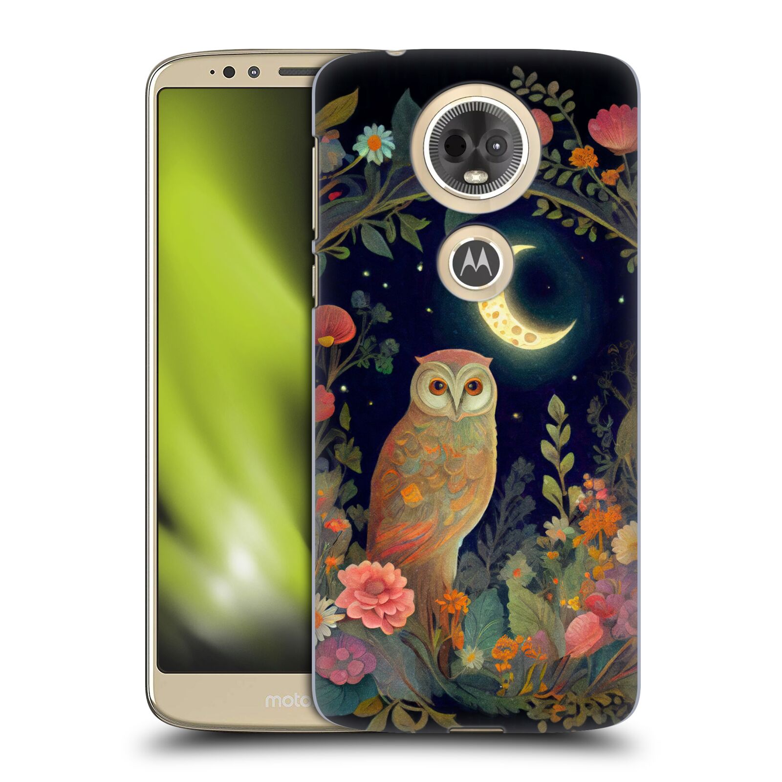 Obal na mobil Motorola Moto E5 PLUS - HEAD CASE - JK Stewart sova a měsíc