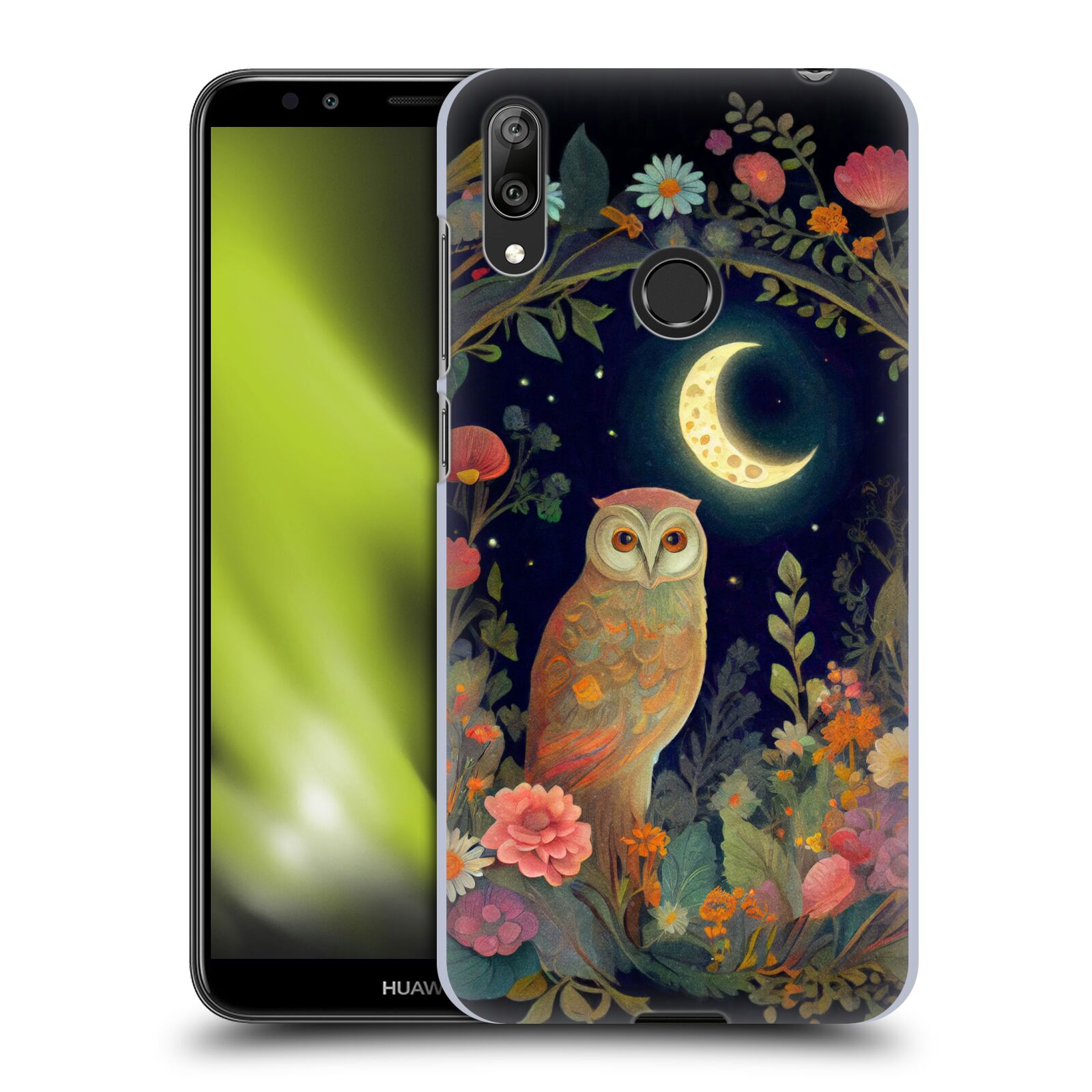 Obal na mobil Huawei Y7 2019 - HEAD CASE - JK Stewart sova a měsíc