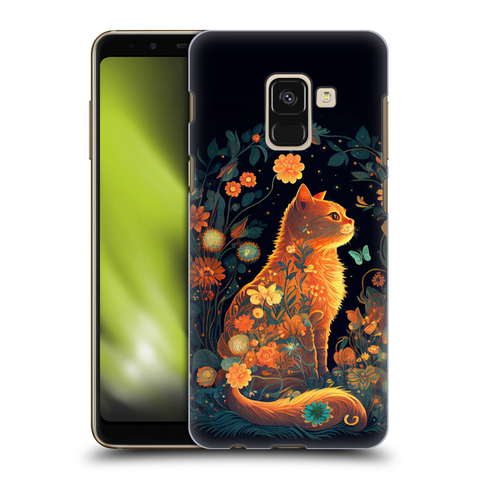 Obal na mobil Samsung Galaxy A8+ 2018, A8 PLUS 2018 - HEAD CASE - JK Stewart Oranžová kočka