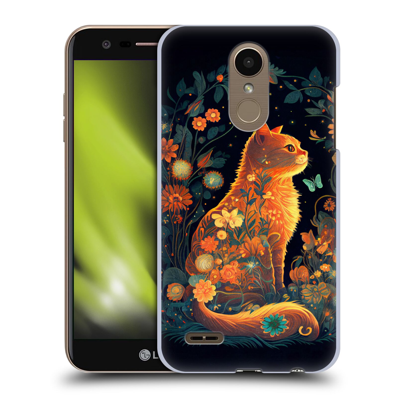 Obal na mobil LG K10 2018 - HEAD CASE - JK Stewart Oranžová kočka