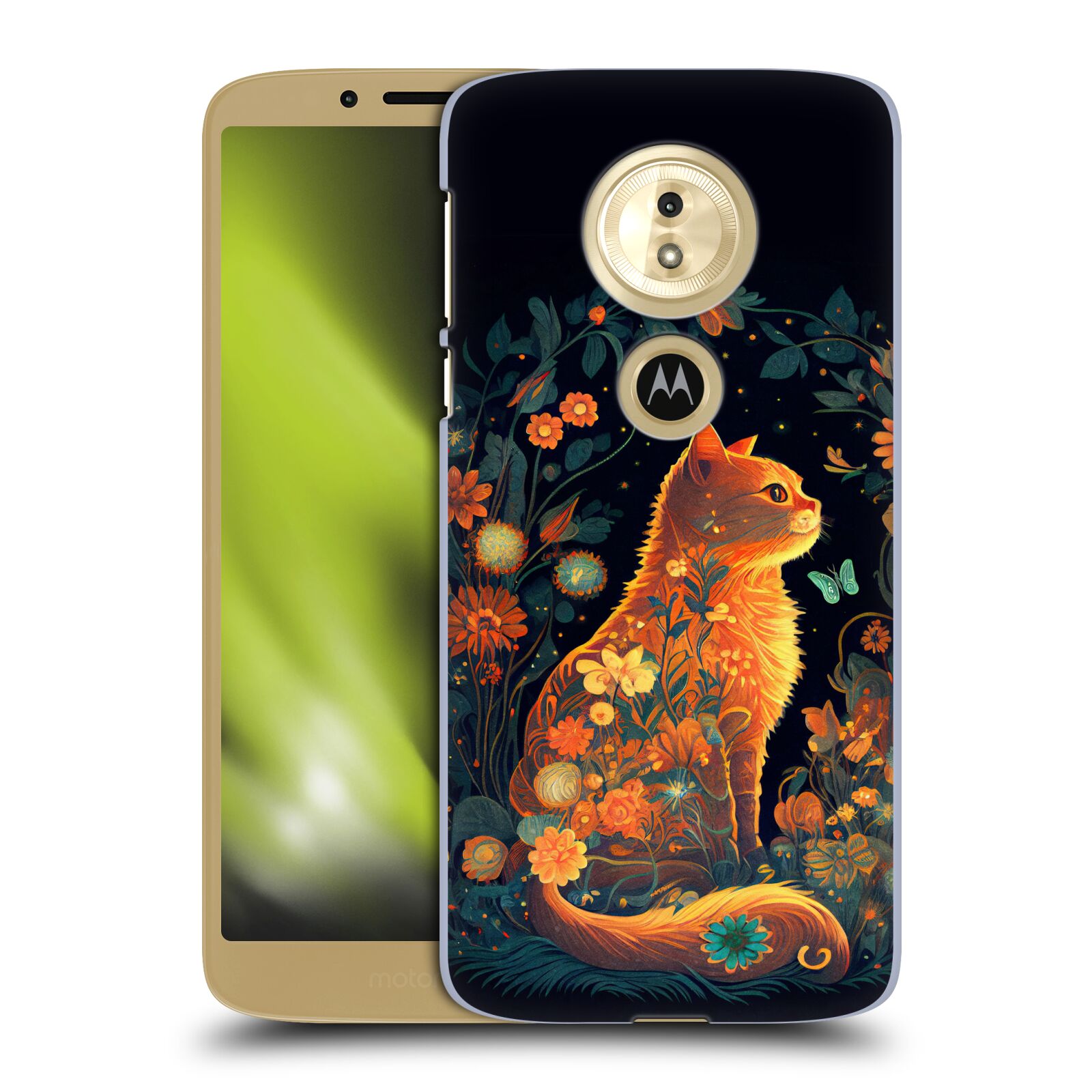 Obal na mobil Motorola Moto E5 - HEAD CASE - JK Stewart Oranžová kočka