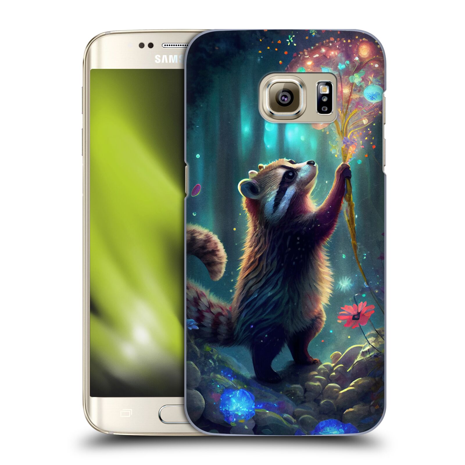 Obal na mobil Samsung Galaxy S7 EDGE - HEAD CASE - JK Stewart medvídek mýval a květiny