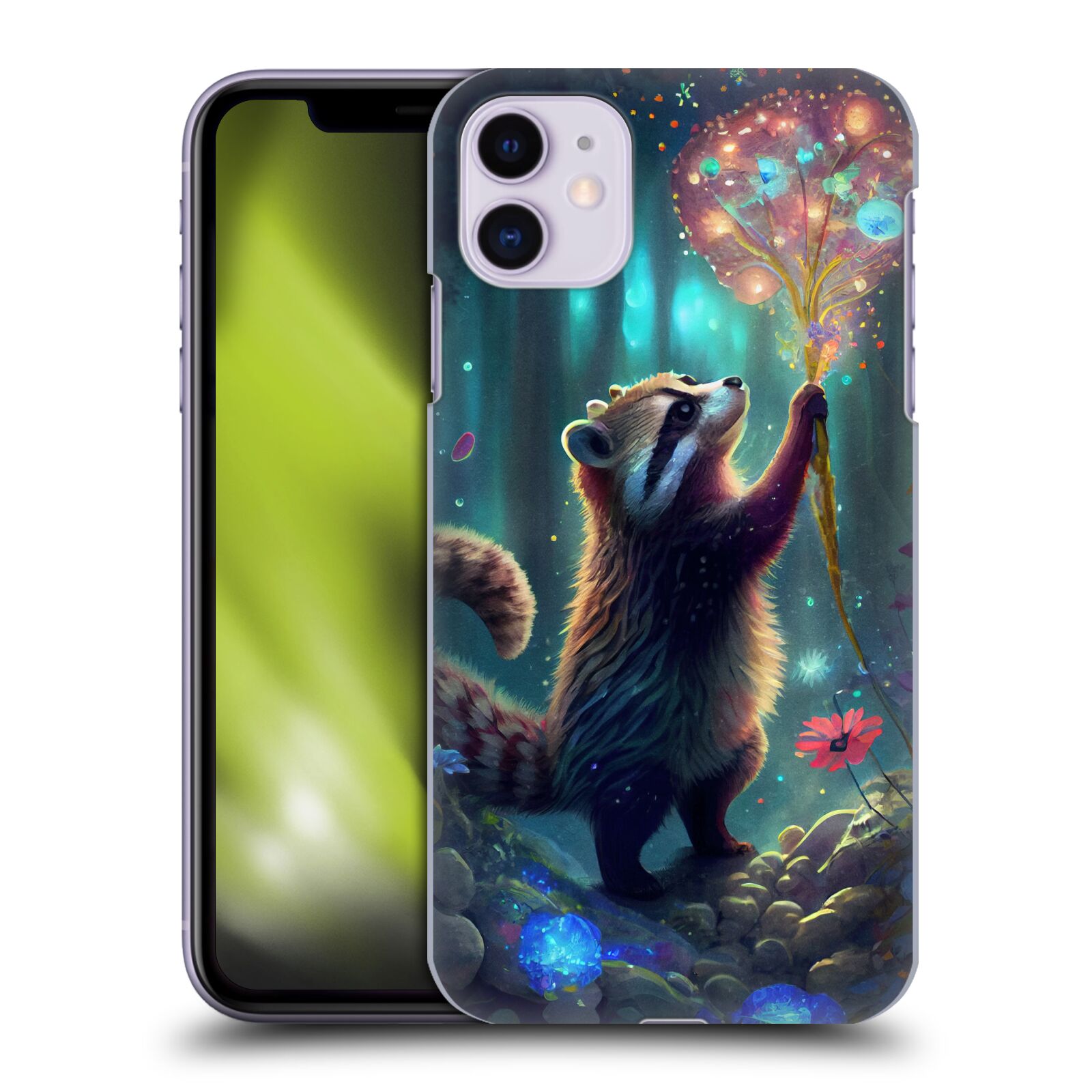 Obal na mobil Apple Iphone 11 - HEAD CASE - JK Stewart medvídek mýval a květiny
